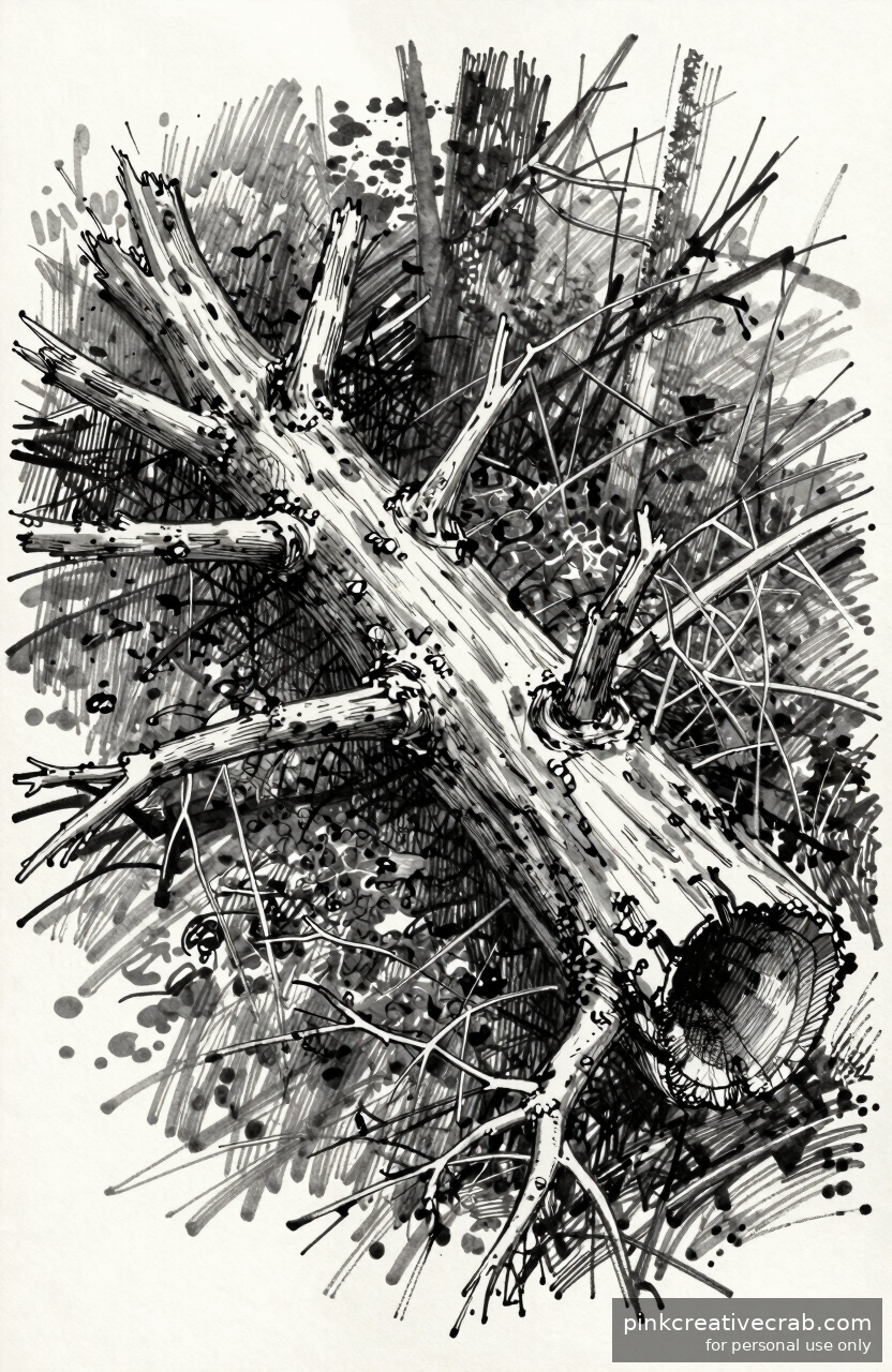 Fallen Tree on Forest Floor