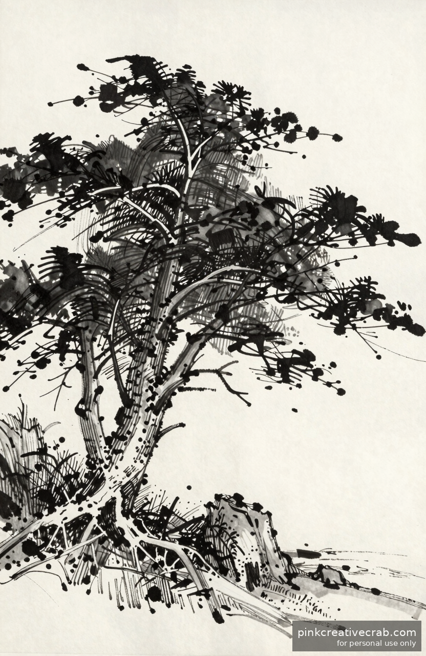 Storm-Bent Coastal Tree