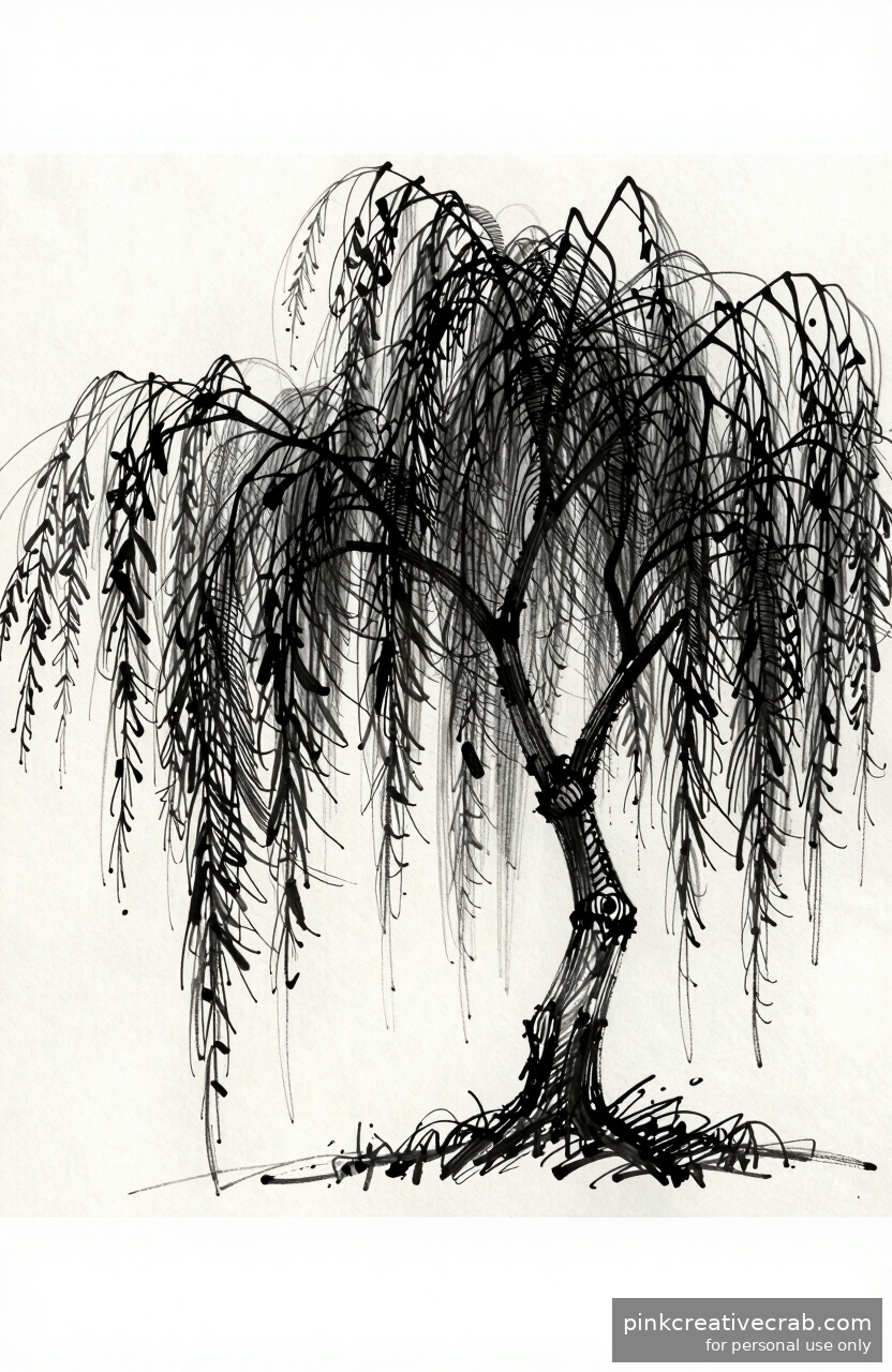 Weeping Willow Silhouette
