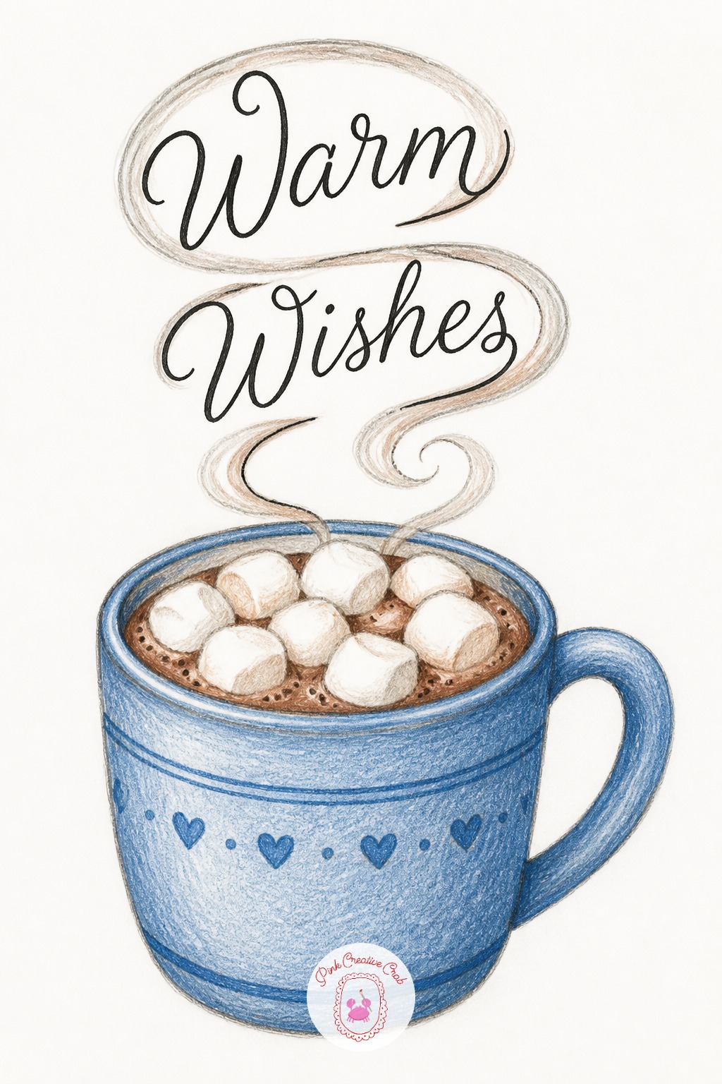 Cocoa Mug Lettering — Block in a simple mug shape with a few marshmallows floating on top, then add a loose curl of steam rising above the rim. Merry christmas