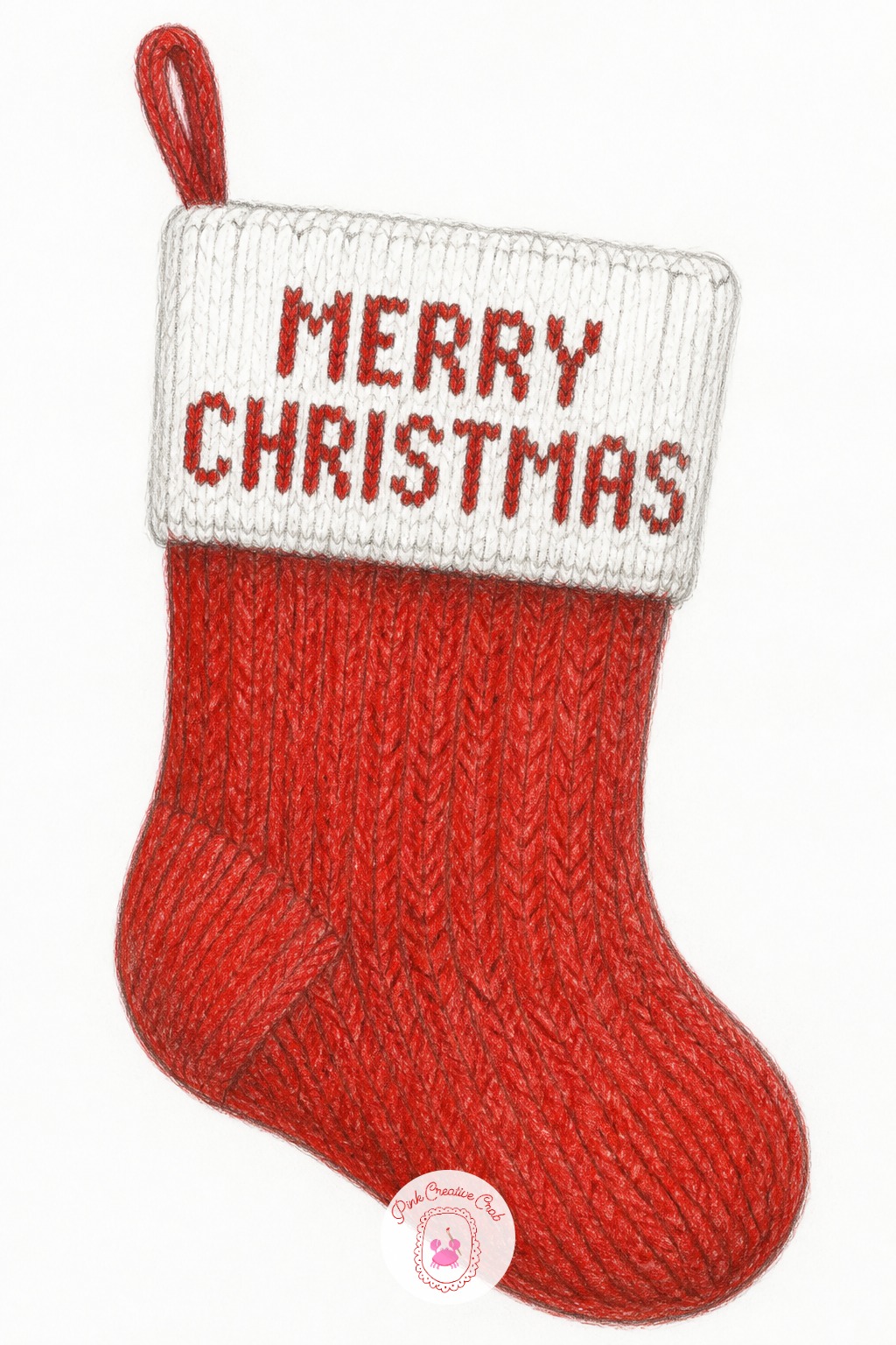 Knit Stocking Cuff — Draw the stocking body first, then add a wide cuff band at the top with a simple zigzag knit pattern running across it. Merry christmas
