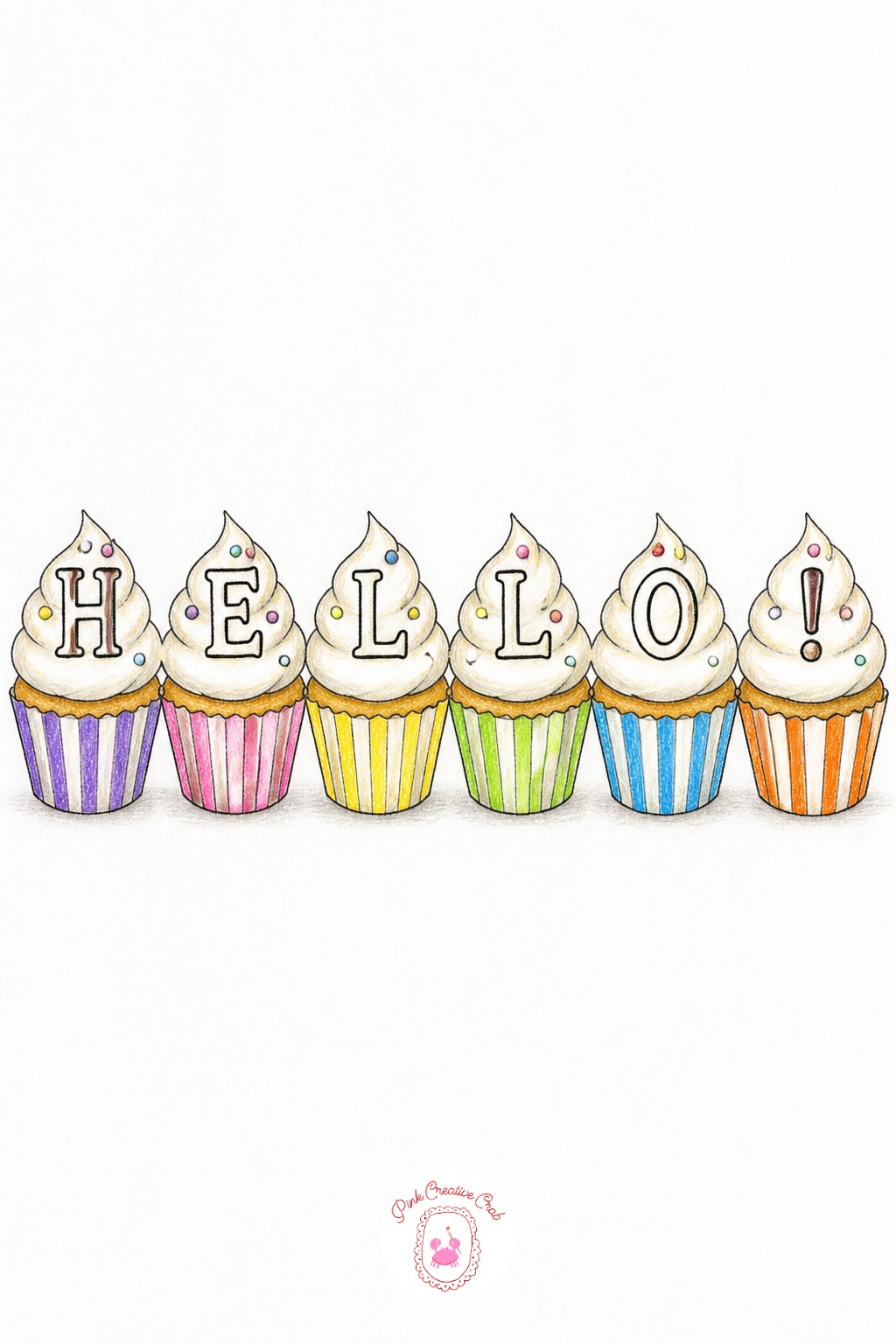 Frosted Cupcake Letters — Line up a row of simple cupcake shapes, each topped with a swirl of icing holding one letter. Merry christmas drawing