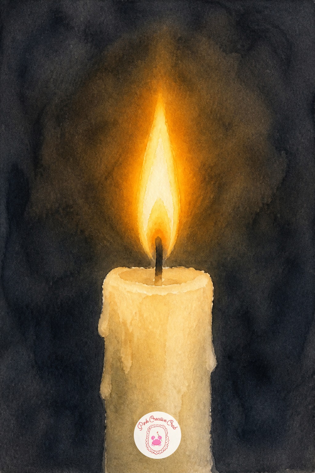 Single Candle Flame — A lit candle is mostly about soft glow rather than detail, which suits a relaxed hand. Christmas watercolor ideas