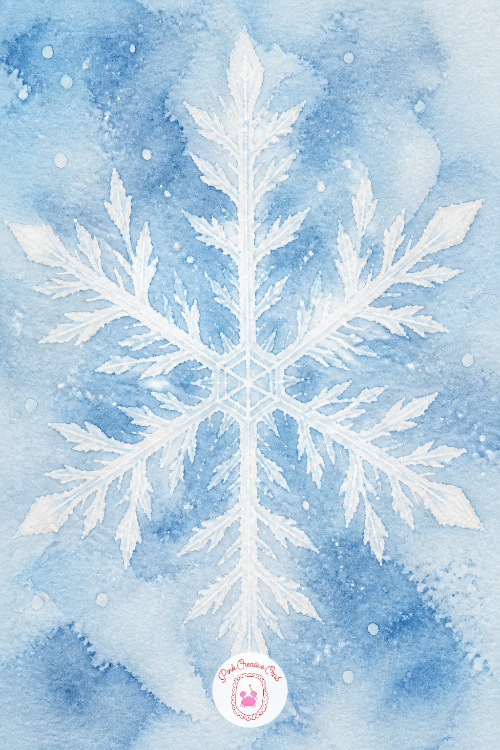 Snowflake Close Up — A single large snowflake works as a quiet, almost meditative subject. Christmas watercolor ideas
