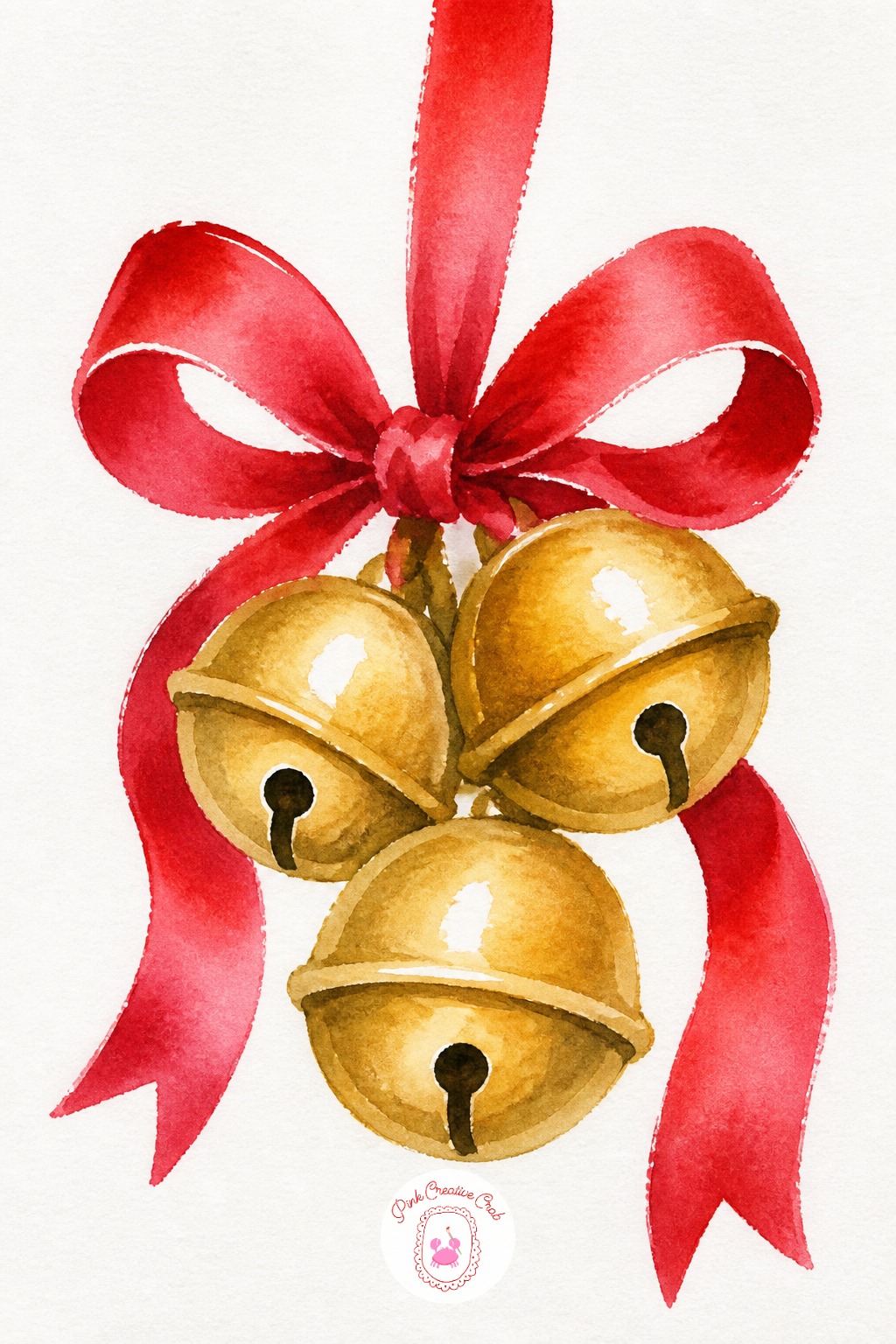 Sleigh Bells on Ribbon — A small cluster of bells tied to a ribbon is a quick study in suggesting metal with very little detail. Christmas watercolor ideas