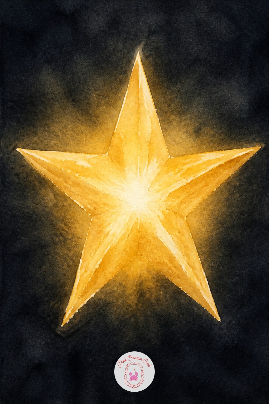 Star Tree Topper — A simple five-point star with a soft glow around it makes a quick, cheerful subject. Christmas watercolor ideas