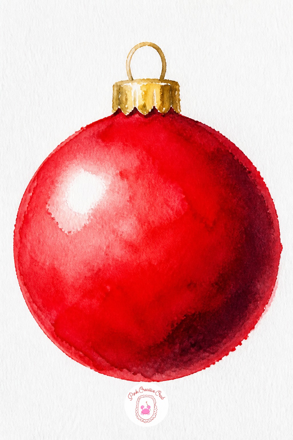 Single Red Ornament Ball — One sphere is the gentlest place to start. Christmas watercolor ideas