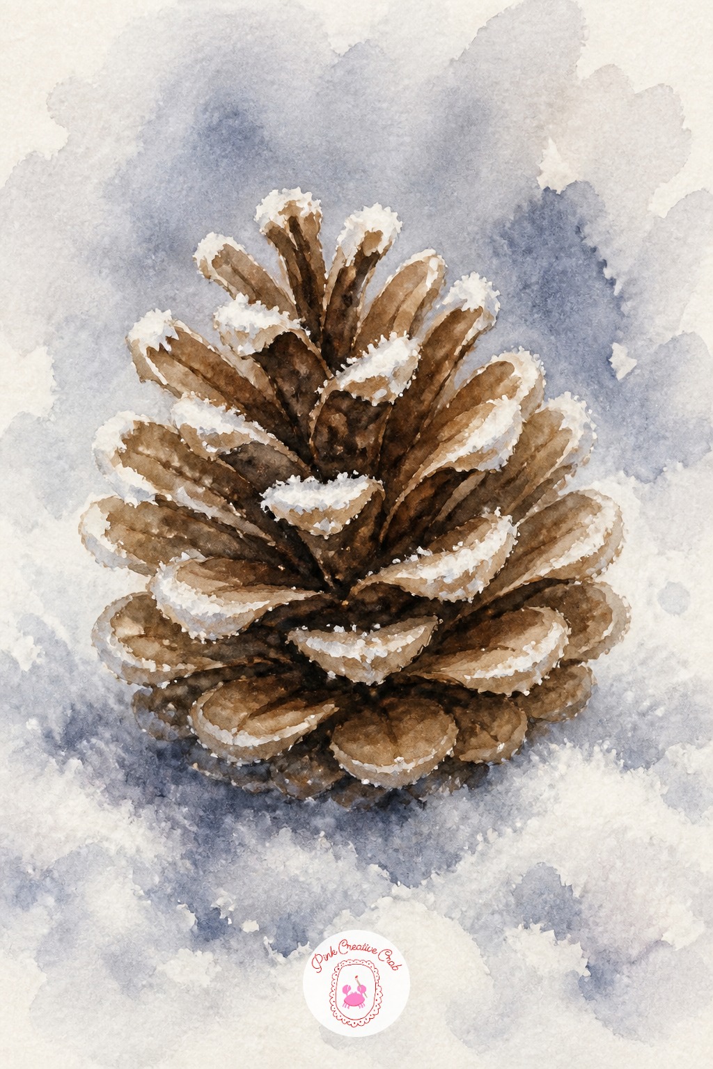 Frosted Pinecone — A pinecone gives you texture practice without any hard edges to worry about. Christmas watercolor ideas