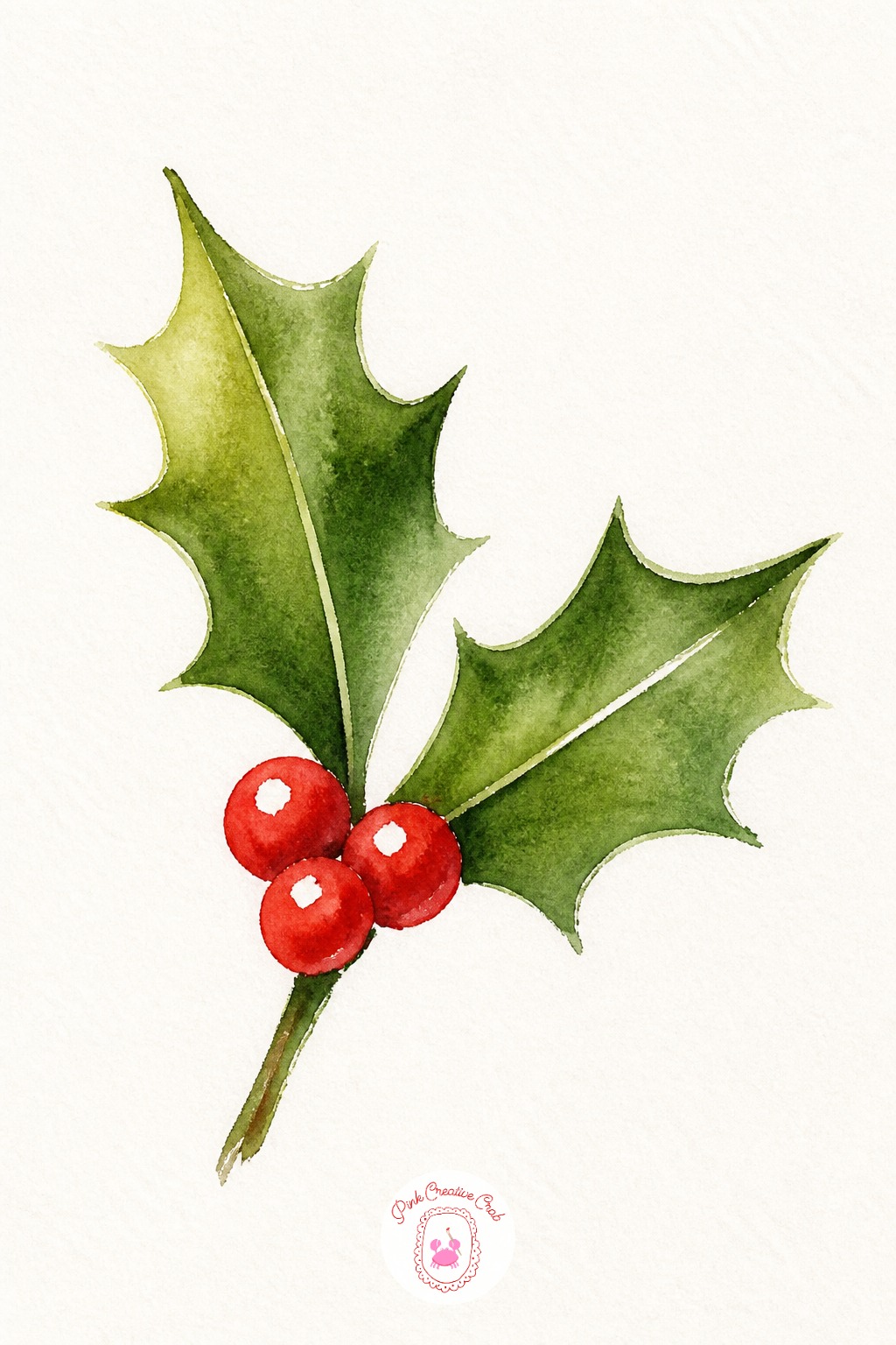 Holly Sprig With Berries — Two or three pointed leaves and a cluster of berries make a quick, satisfying little sprig. Christmas watercolor ideas