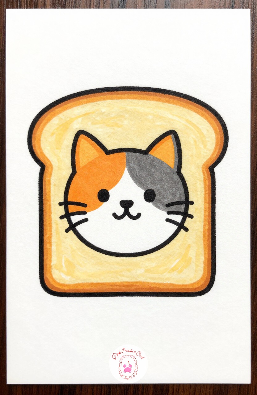 Cat Wearing Toast — A cat face fits inside two overlapping circles, which makes this the easiest warm up on the list. Silly animal doodles