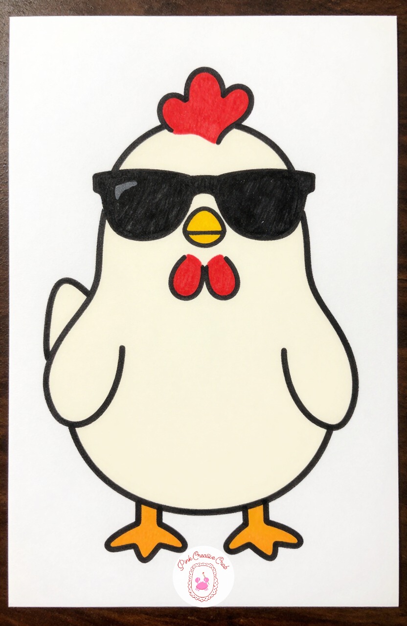 Chicken Wearing Sunglasses — Start with a round body, a small pointed beak, and a wobbly red comb on top. Silly animal doodles