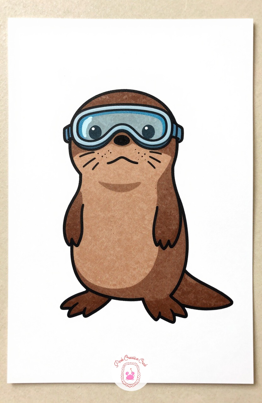 Platypus in Swim Goggles — Draw a wide flat bill, a rounded body, webbed feet, and a pair of round swim goggles strapped around the head over the eyes. Silly
