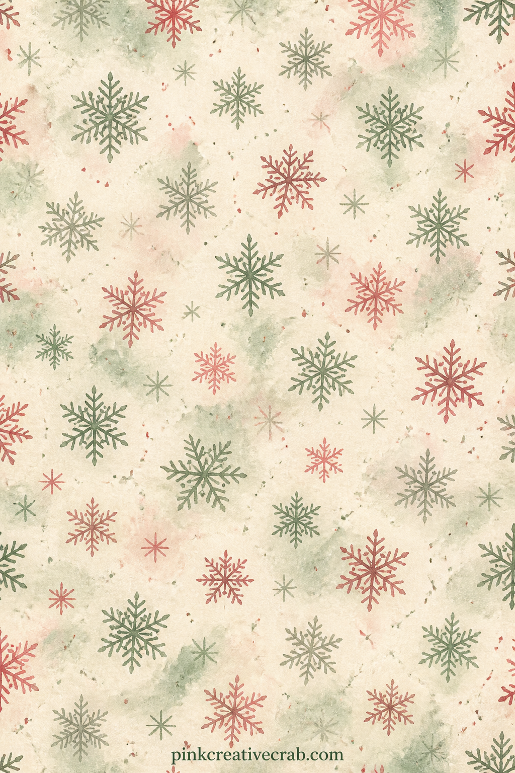 Snowflake Pattern printable page — Simple snowflakes of a few sizes repeat evenly across the whole sheet. Christmas junk journal ideas