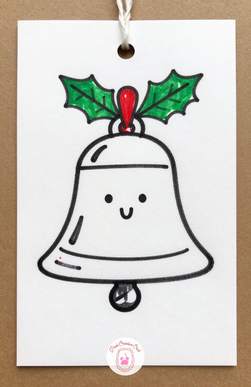 Bell With a Wobbly Clapper — Draw a bell shape that flares out wide at the bottom, with a loop on top. Cute christmas doodles