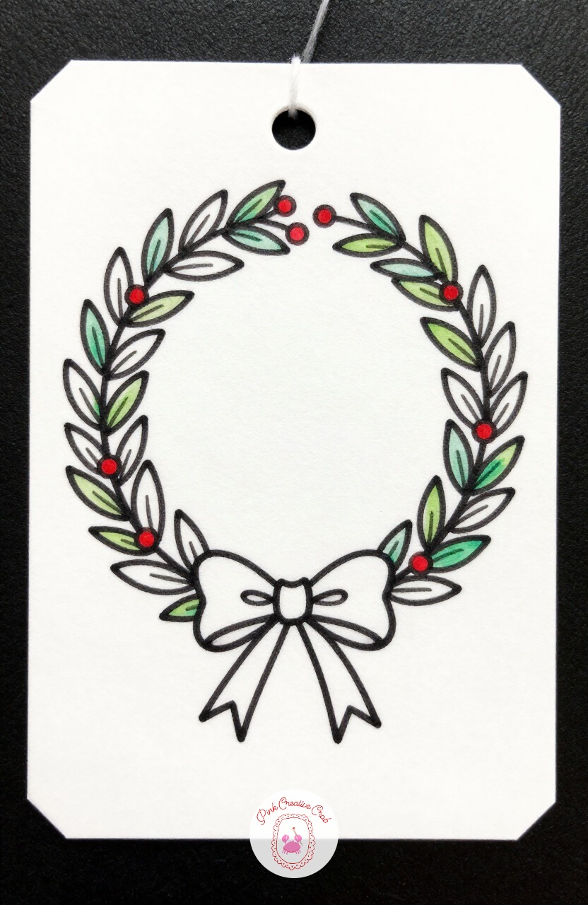 Wreath With a Crooked Bow — Draw a wide band of small overlapping leaf scallops around a circle, keeping the band thick rather than a thin ring. Cute christmas