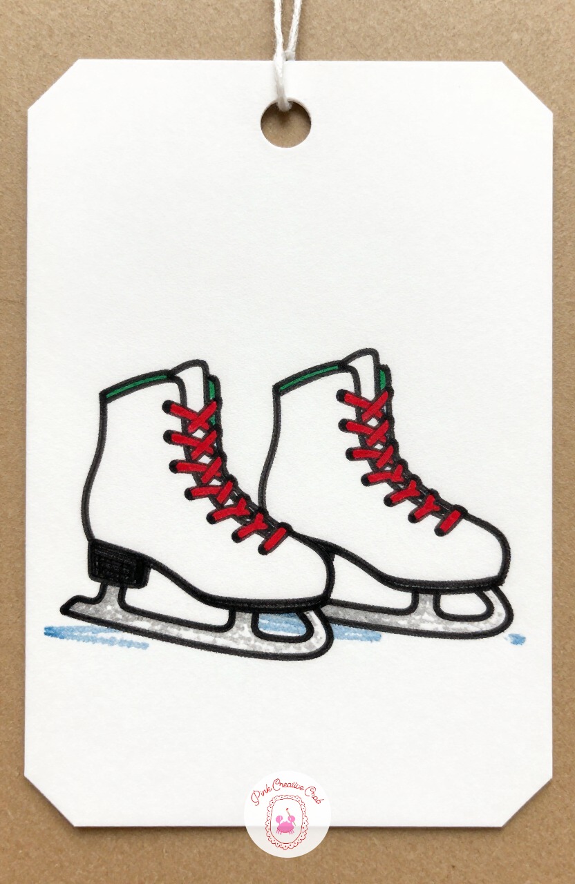 Ice Skate Pair — Draw a boot shape with a blade underneath, curving the front tip of the blade upward rather than keeping it flat. Cute christmas doodles