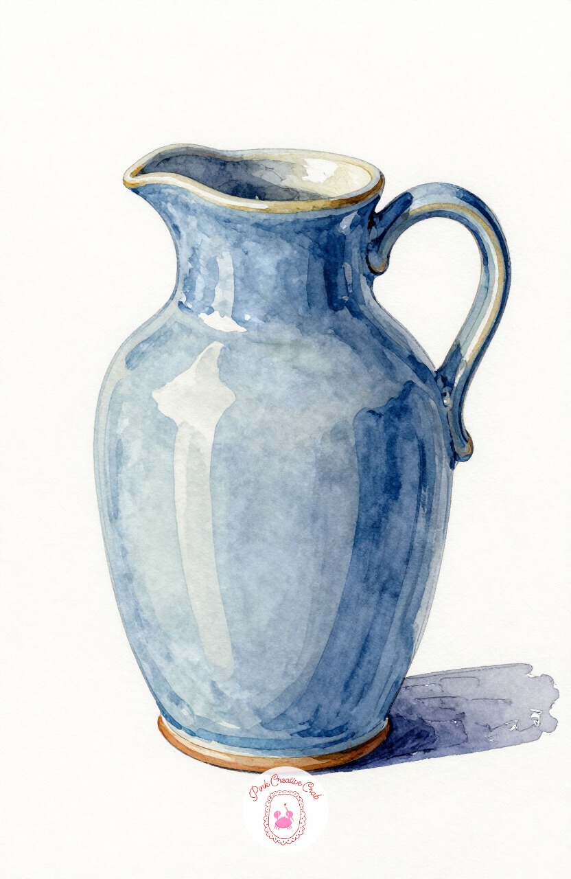 Ceramic Milk Jug — A simple ceramic milk jug is an easy lesson in painting a rounded object with one strong highlight and a soft shadow. Watercolor inspo