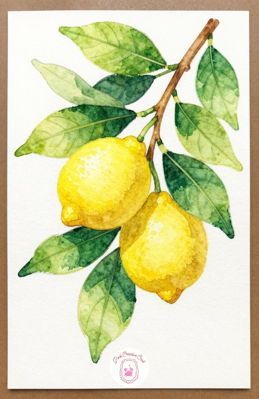 Citrus Grove Branch — A branch with a few oranges or lemons still attached mixes the fruit practice from earlier ideas with leaves and a sense of place.