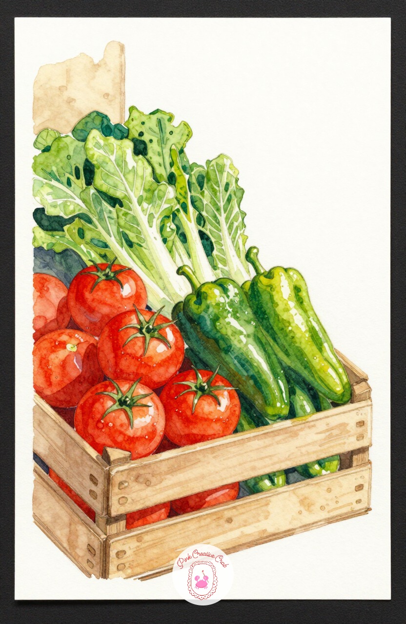 Market Stall of Vegetables — A small market stall corner with a few crates of vegetables is a busier subject, good once fruit and single objects feel