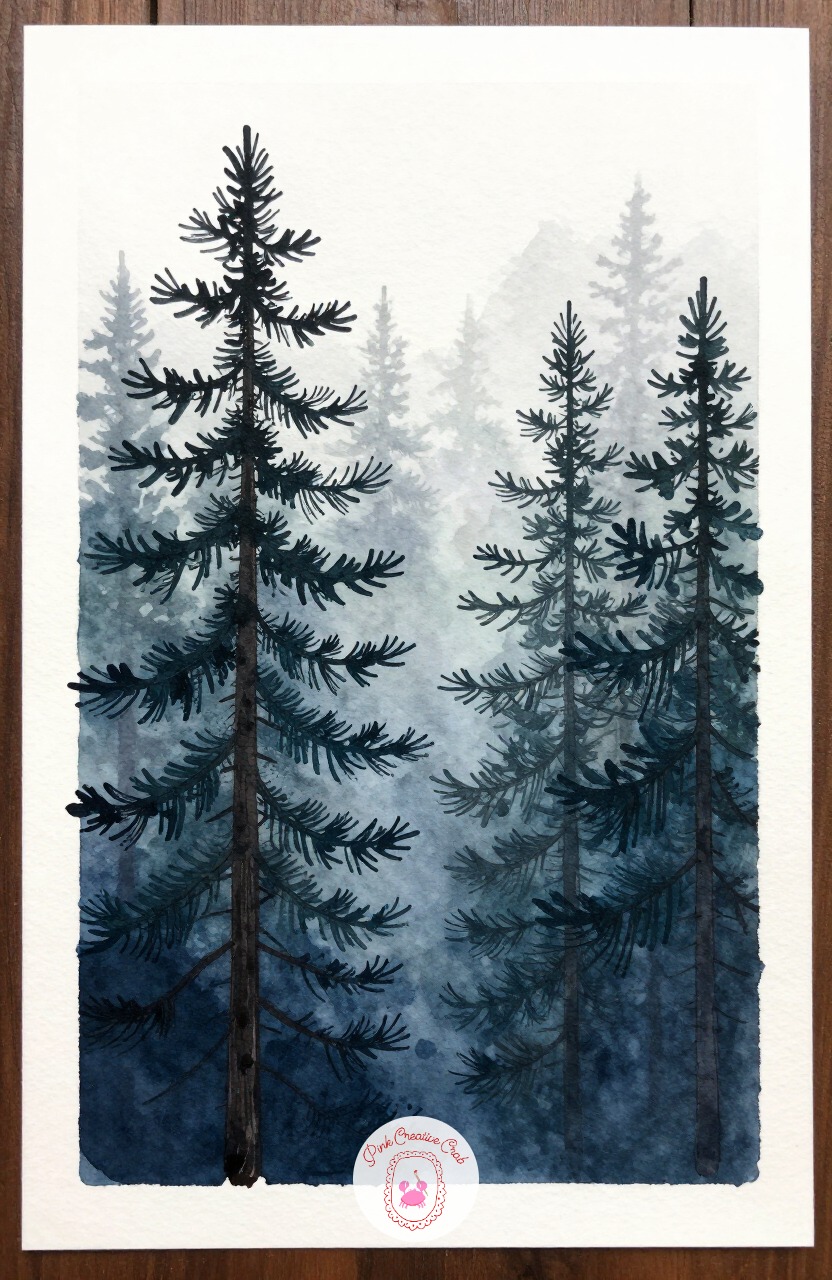 Foggy Pine Forest — A foggy pine forest leans on soft edges rather than fine detail, which makes it forgiving even though it looks atmospheric, and a good