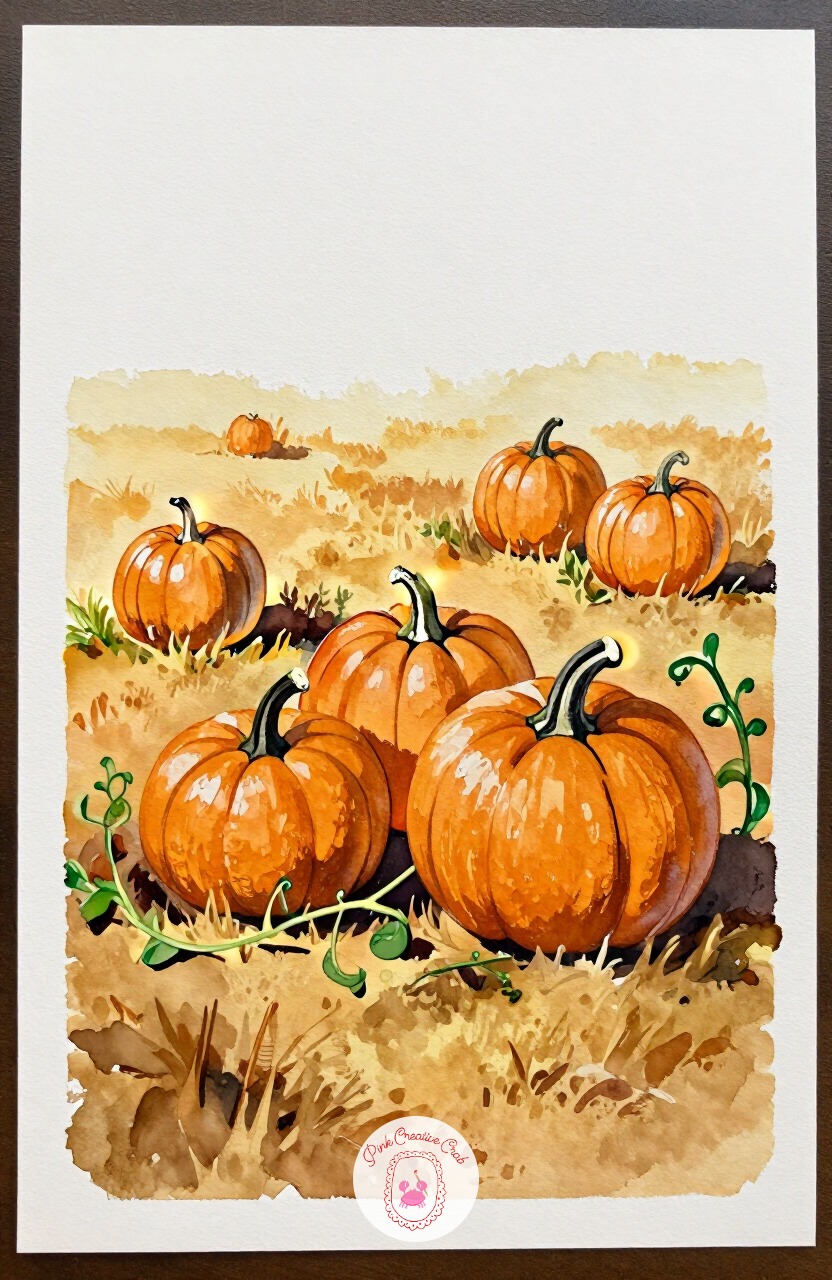 Autumn Pumpkin Patch — A small pumpkin patch scene closes out the list with warm, saturated color and a few overlapping round shapes against a simple field.