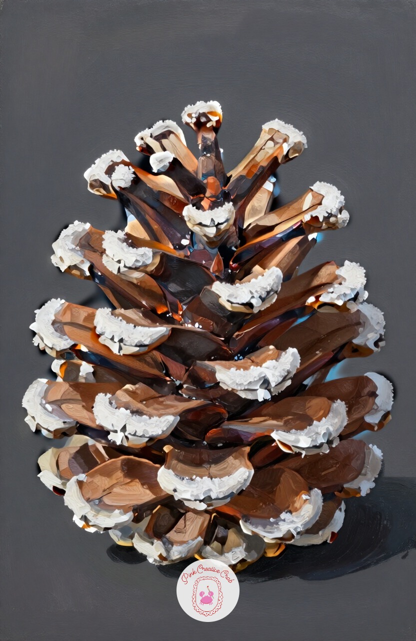 Frosted Pinecone Close-Up — A pinecone close-up is forgiving because the shape is already irregular, so small unevenness only helps. Winter painting ideas