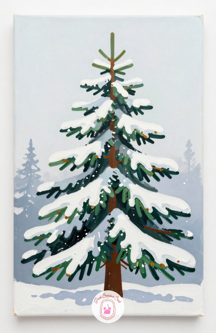 Snow-Draped Spruce Tree — A single spruce standing alone is a good next step after the branch close-up, since it introduces a full triangular shape. Winter