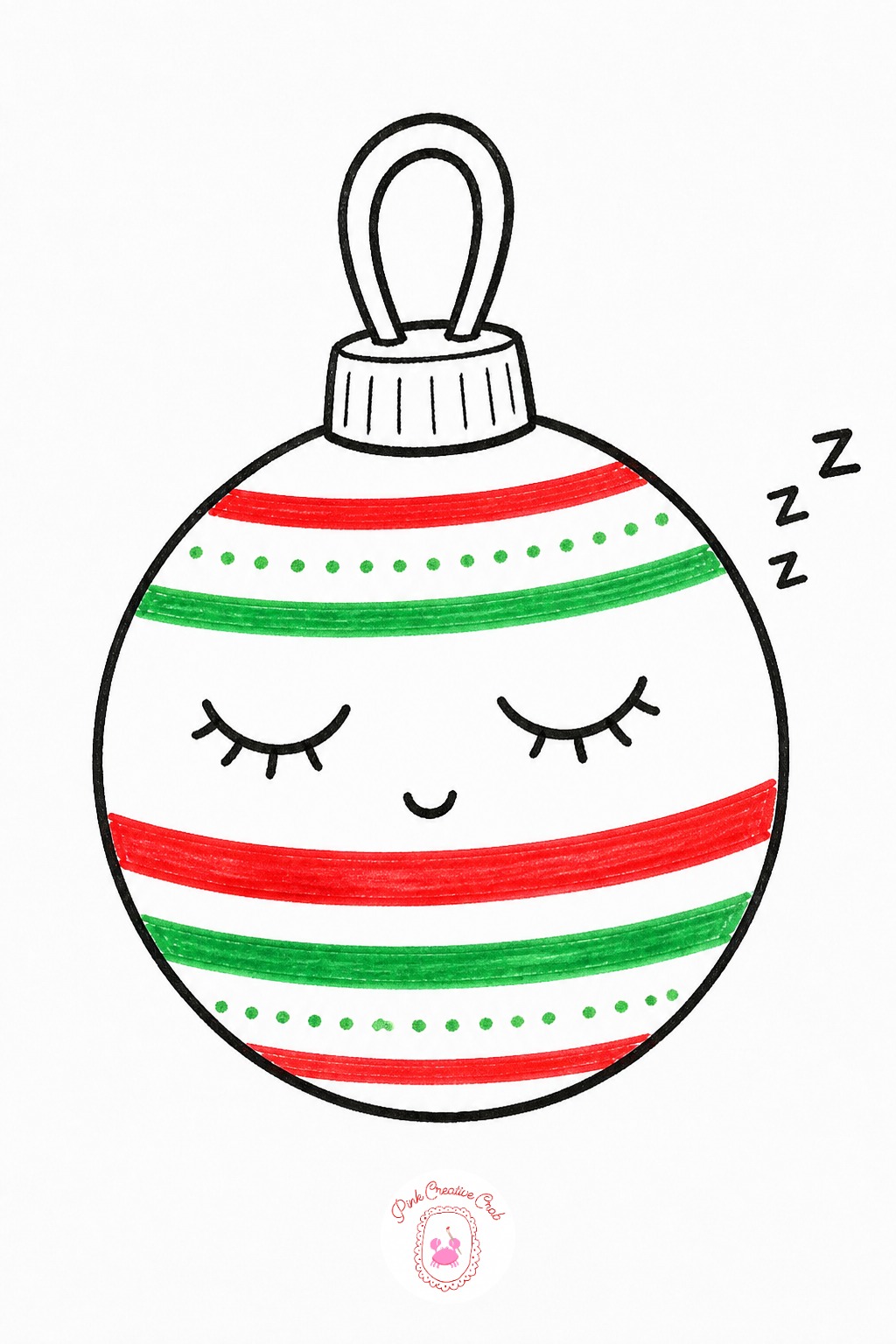 Sleepy Christmas Ornament — Draw one circle with a thick loop on top for the hook. Cute christmas doodles