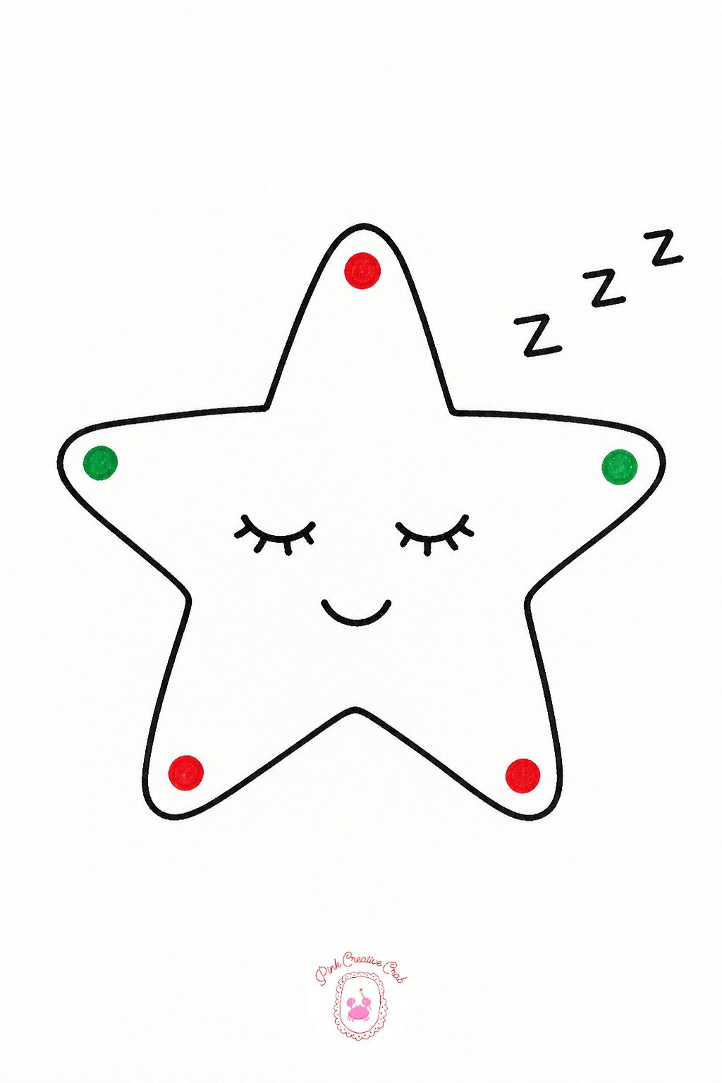 Sleepy Star Topper — Draw a simple five point star, keeping the points a little rounded rather than sharp. Cute christmas doodles