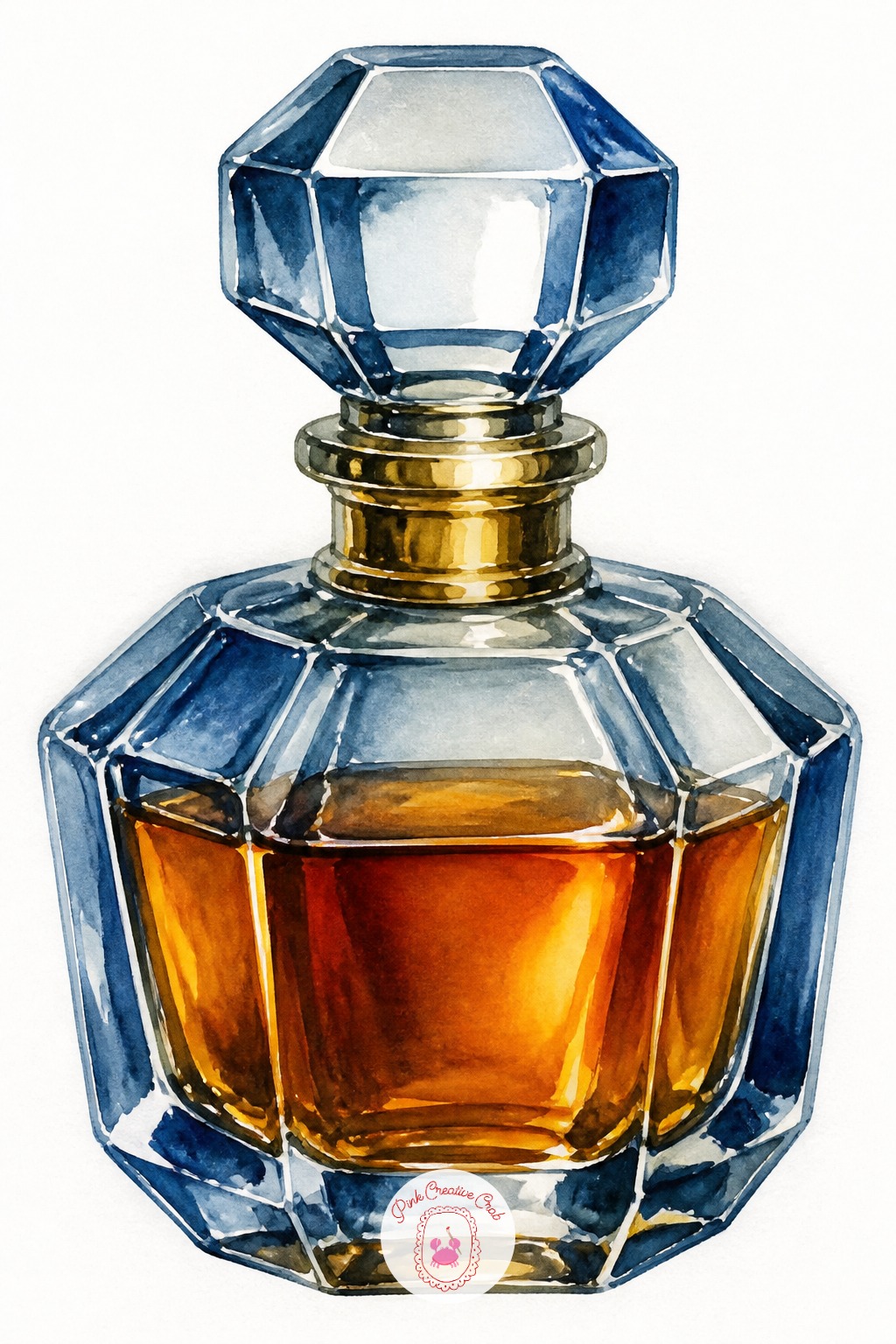 Vintage Perfume Bottle — A vintage perfume bottle lets you paint glass and faceted shapes, a good subject for practicing clean negative space. Watercolor inspo