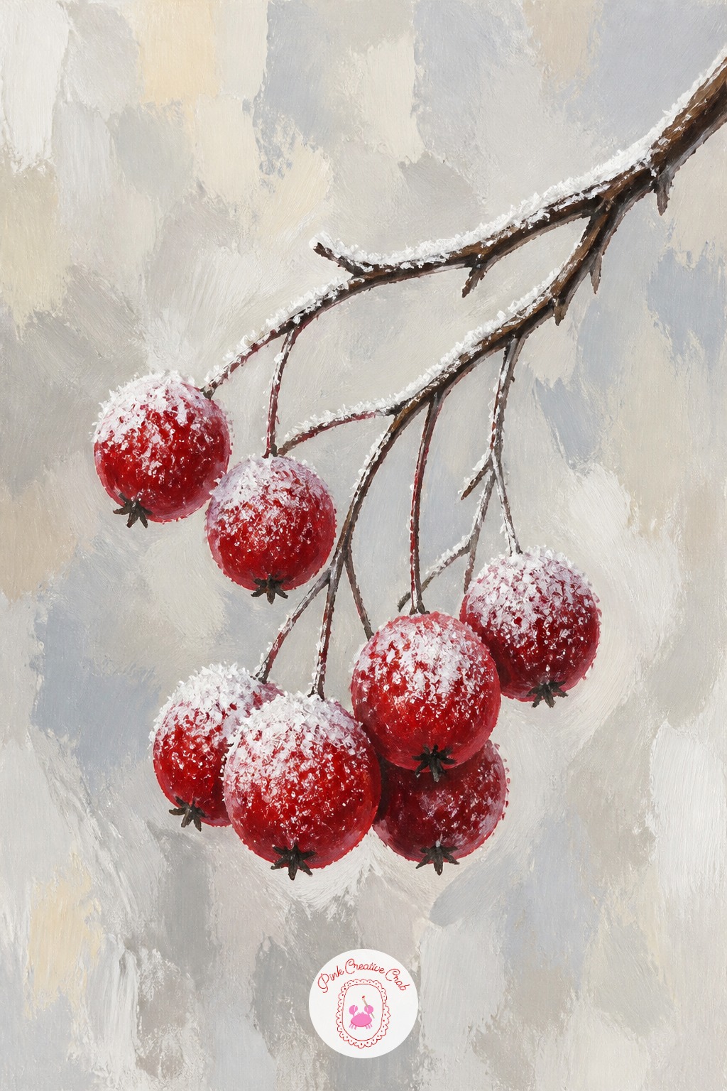 Frosted Berries on a Branch — A cluster of winter berries gives a lot of color in a small space, which suits a quick sitting. Winter painting ideas