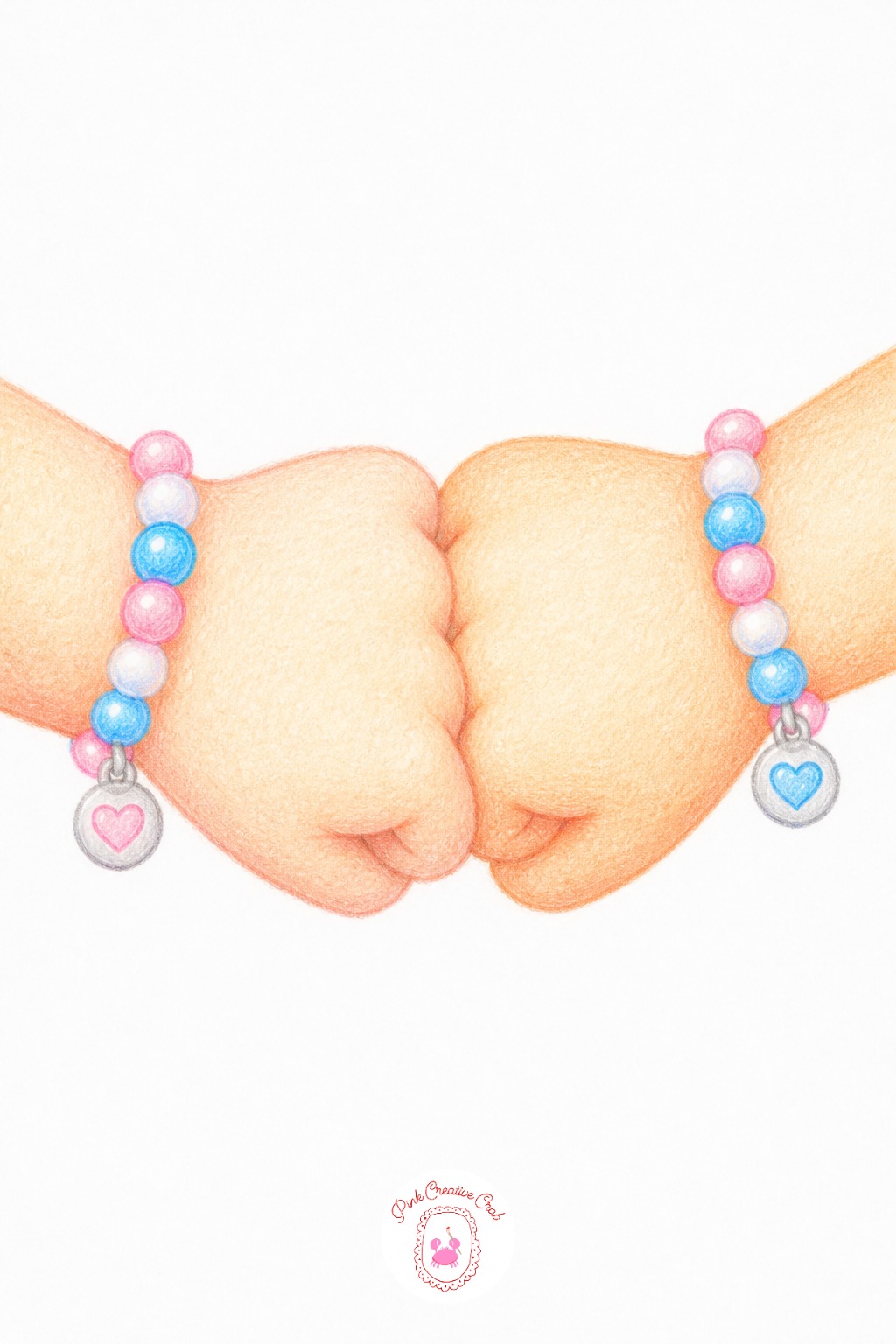 Matching Bracelets On Two Wrists — Start with two simple curved lines for the wrists, loose fists just touching at the fingertips. Bff drawing ideas