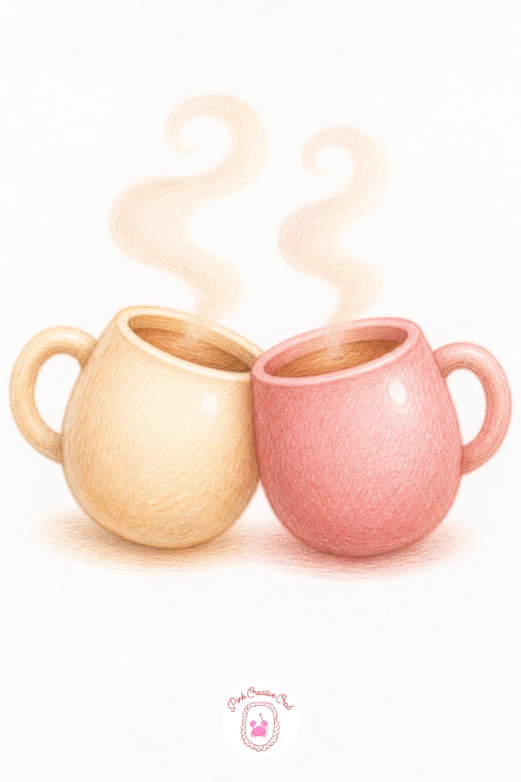 Two Mugs Leaning Together — Measure one mug against the other before drawing a single handle. Bff drawing ideas