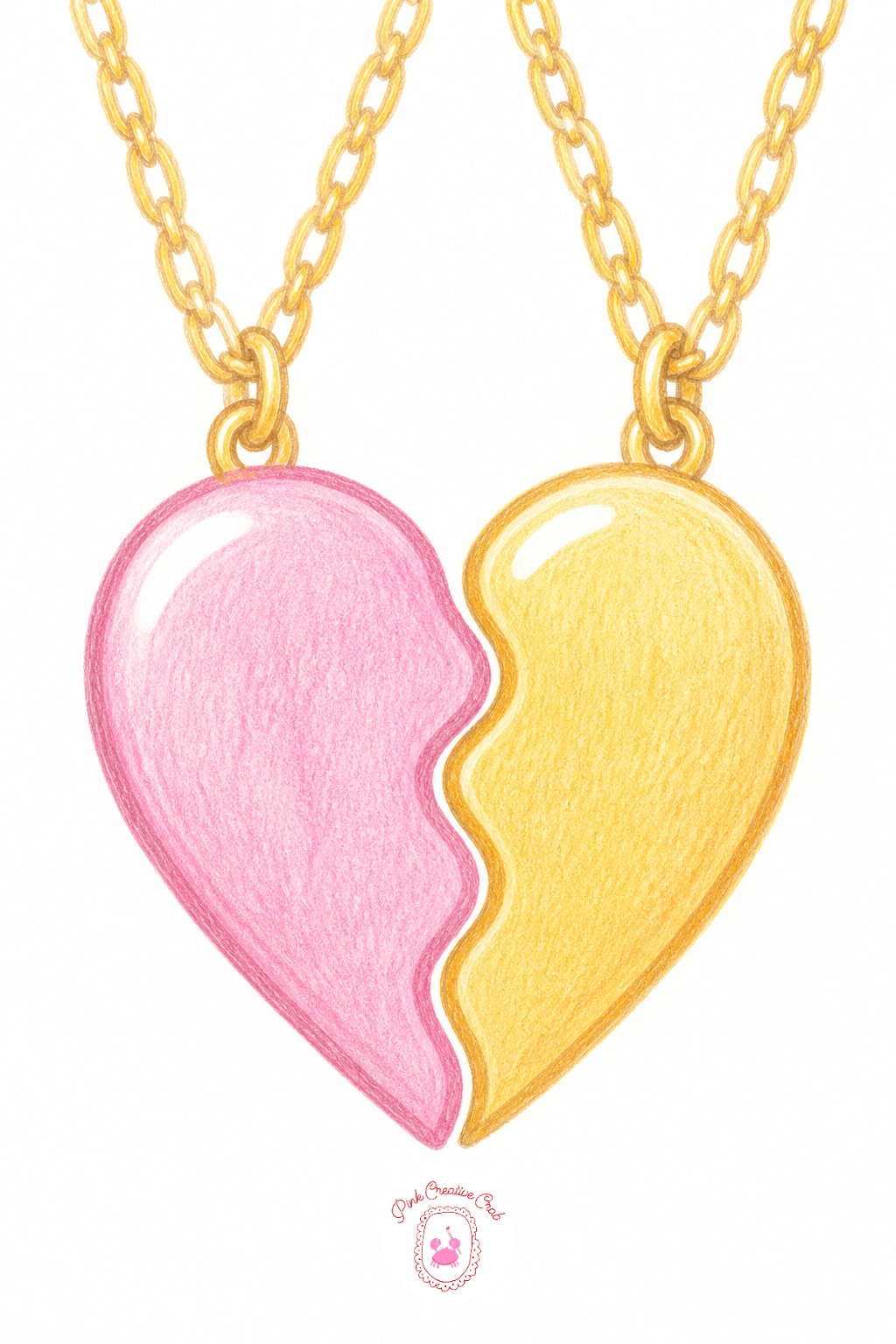 Matching Friendship Necklaces — Begin with two small circle outlines for the pendant shapes, placed at slightly different heights since the necklaces hang at