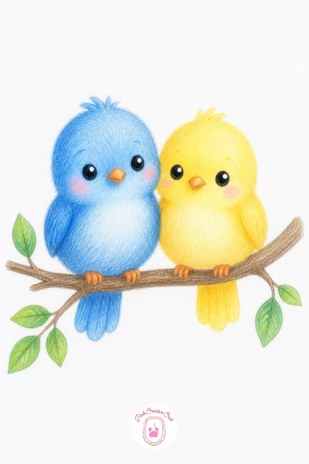 Two Birds On One Branch — Count the branch in thirds before placing either bird: one lands near the left third, the other near the right, leaving open space in