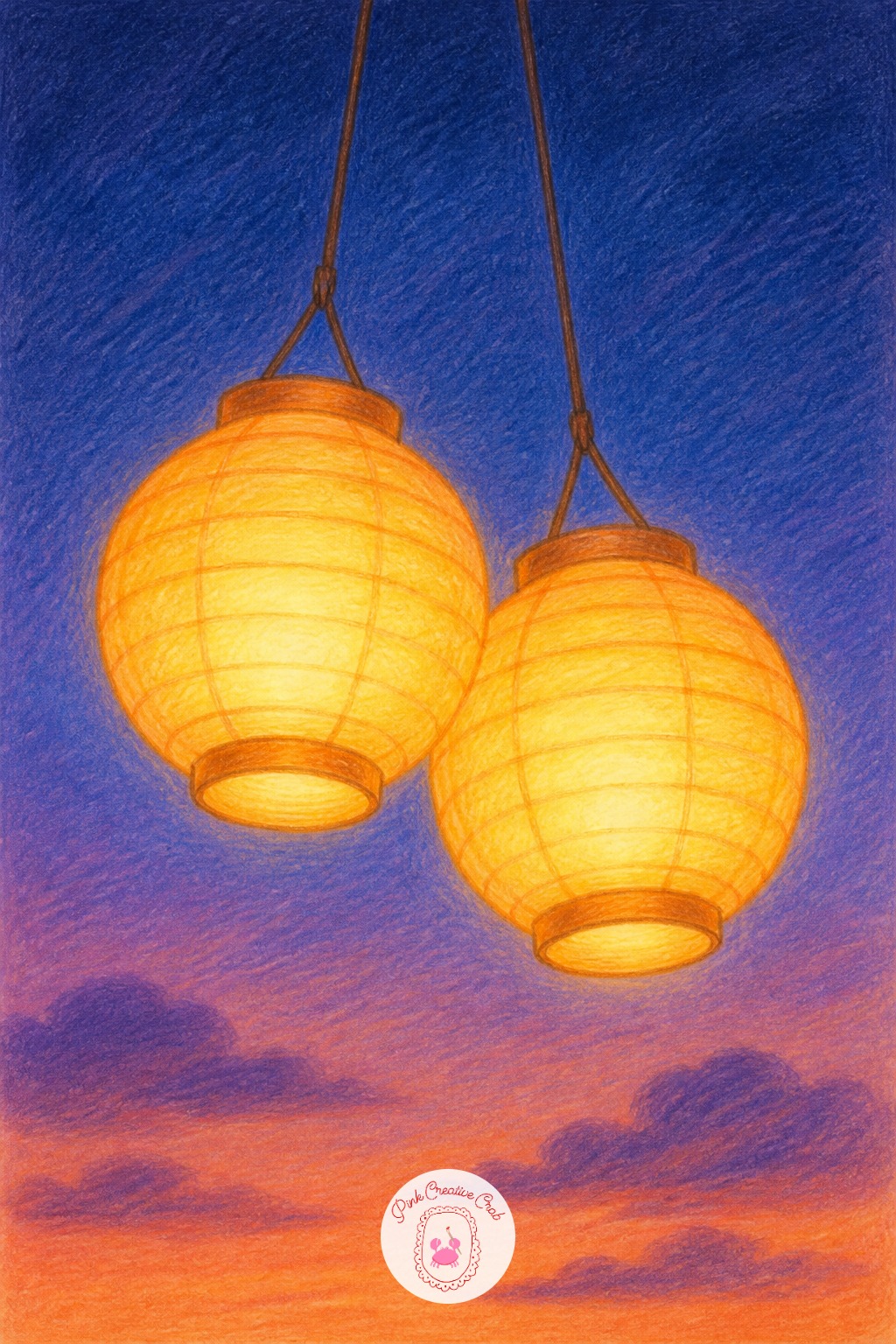 Two Lanterns Hanging Together At Dusk — Put the light source inside each lantern rather than outside, which means the glow pushes outward and softly lights the