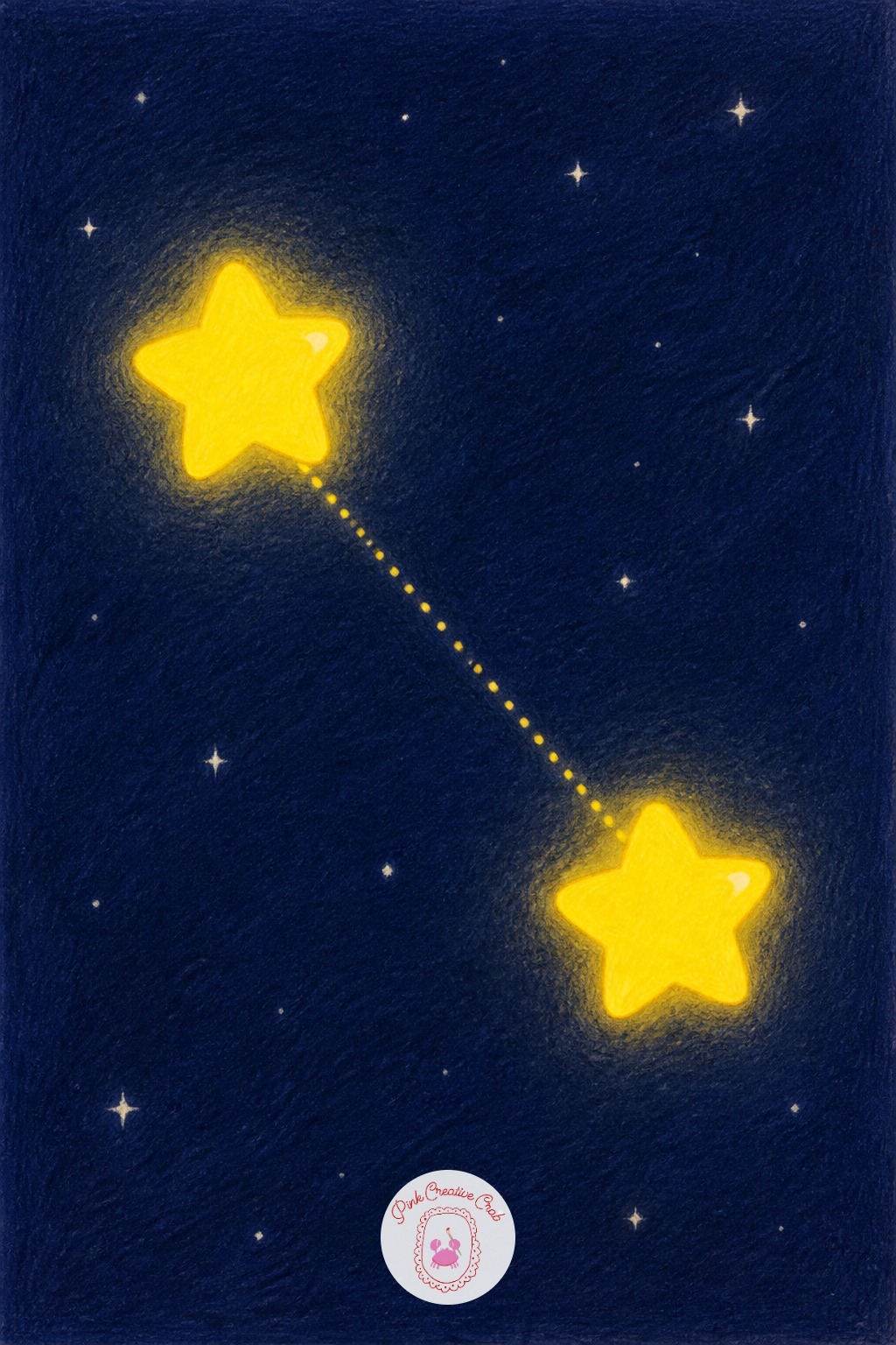 Two Stars Connected By A Line — Forty minutes buys a soft glow around each star and a scattering of tiny background stars, but the first ten minutes only need