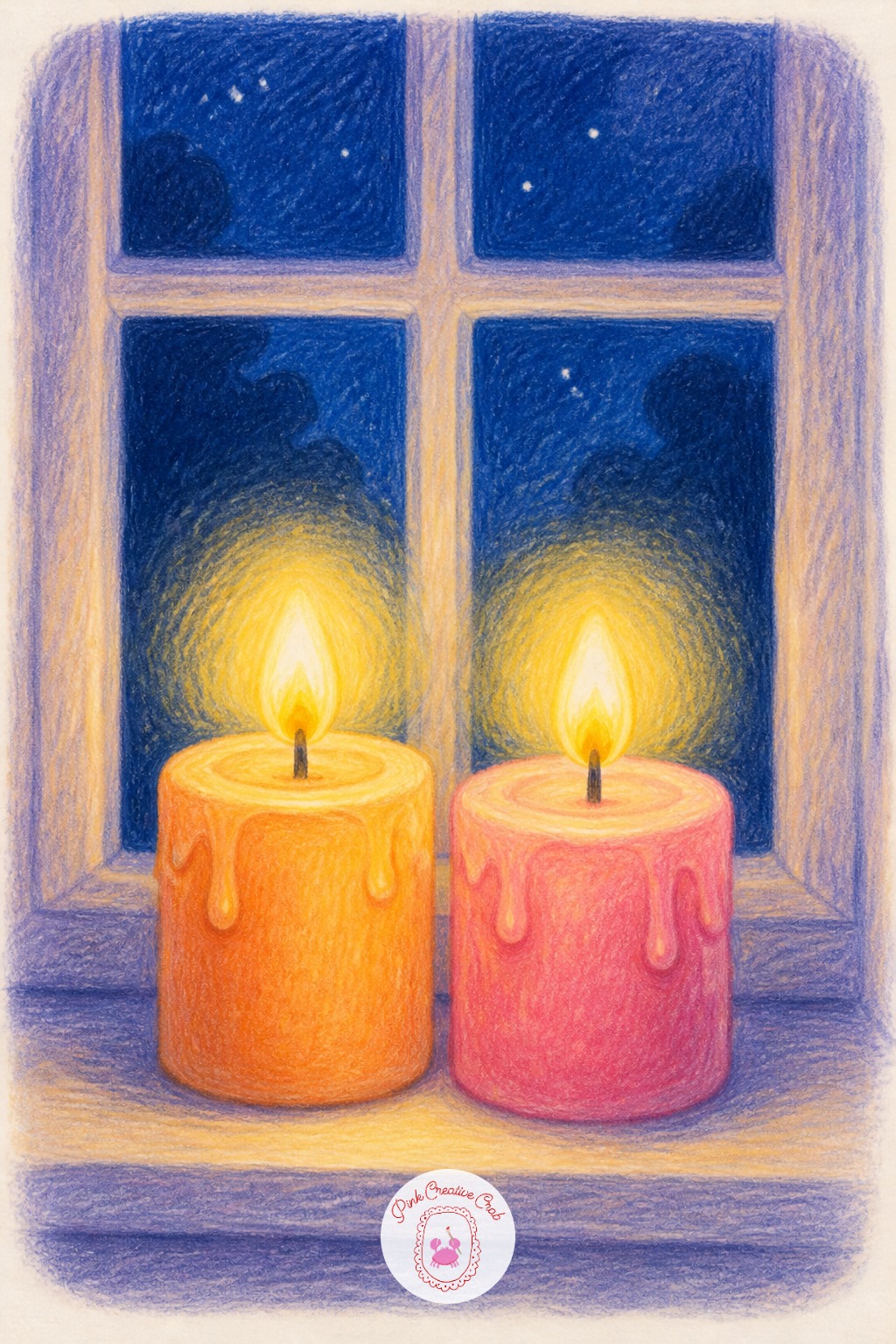 Two Candles Lit Together On A Windowsill — Place the light source at the tip of each flame and let it fall only a short distance, since candlelight is soft and