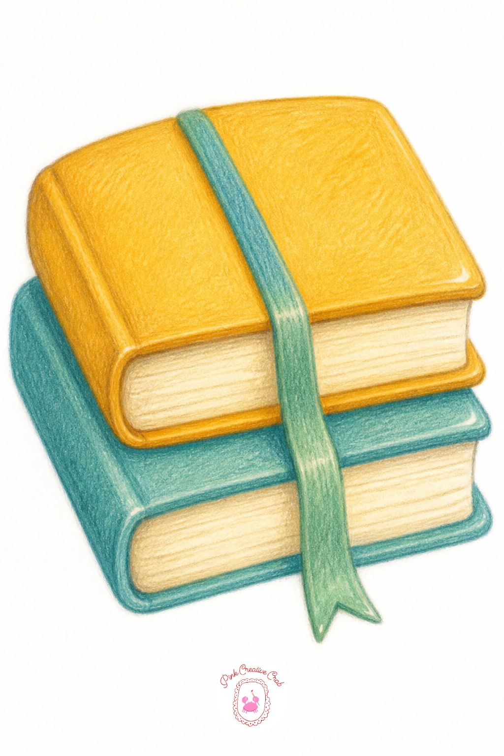 Two Books Stacked Together With A Shared Bookmark — Perfectly straight stacks are the usual trap here, looking stiff rather than casually set down. Bff drawing