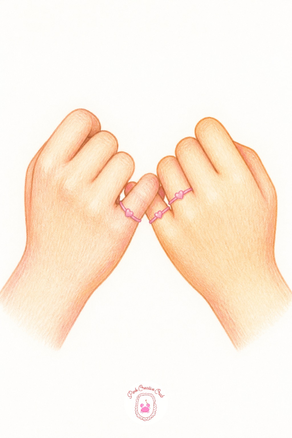 Two Hands Pinky Promise — Ten minutes gets you two simple hand outlines with pinky fingers hooked together, shaded with one flat skin tone and a quick outline