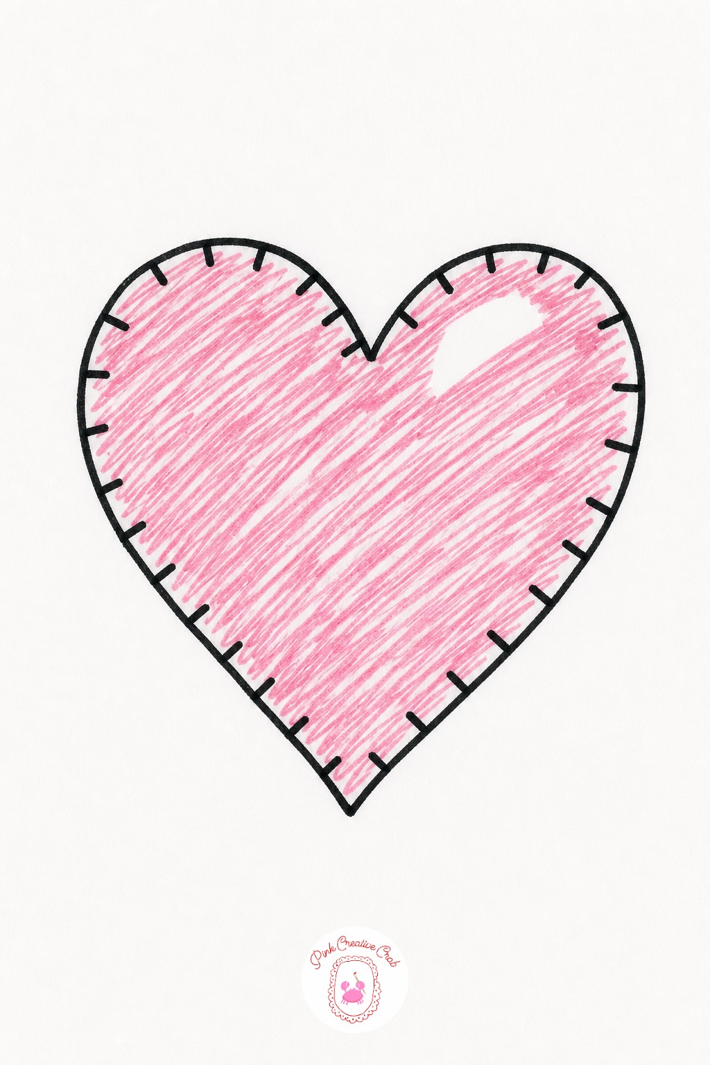 Stitched Heart Outline — Reach for the fine black liner before either gel pen touches the paper. Valentines doodles