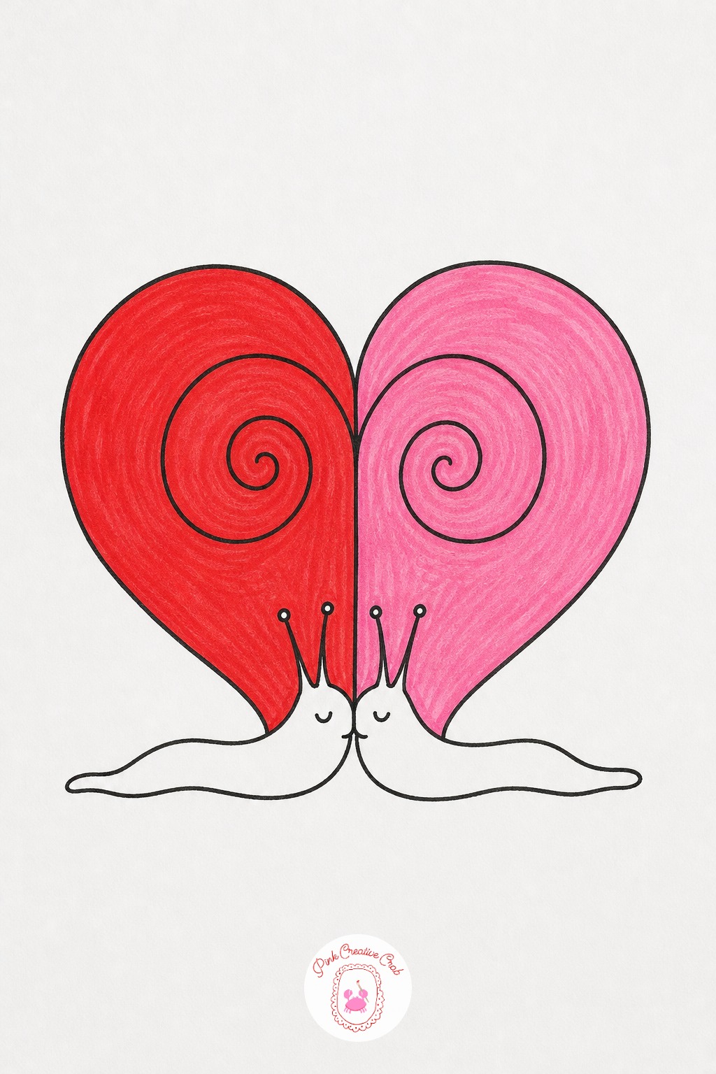 Two Snails Forming A Heart — Start with the two shells, not the heart shape they end up forming. Valentines doodles