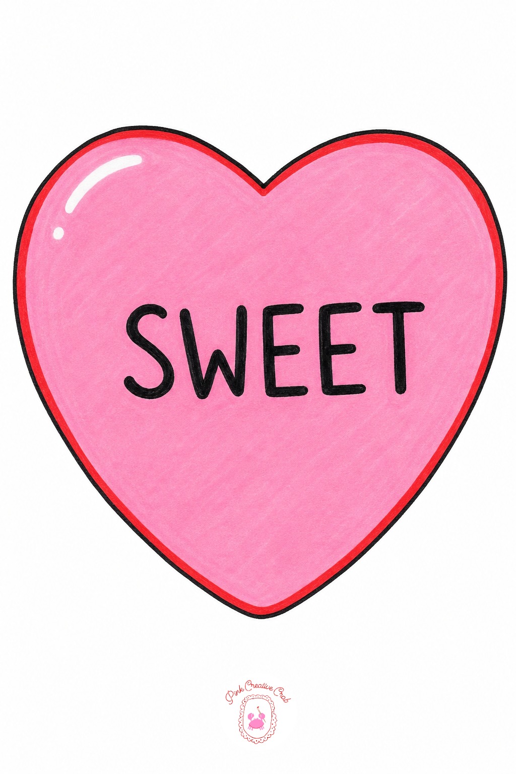 Conversation Heart Candy — Leave a small gap of bare paper near the top edge before any color goes down, that gap becomes the candy's shine and gel pen ink