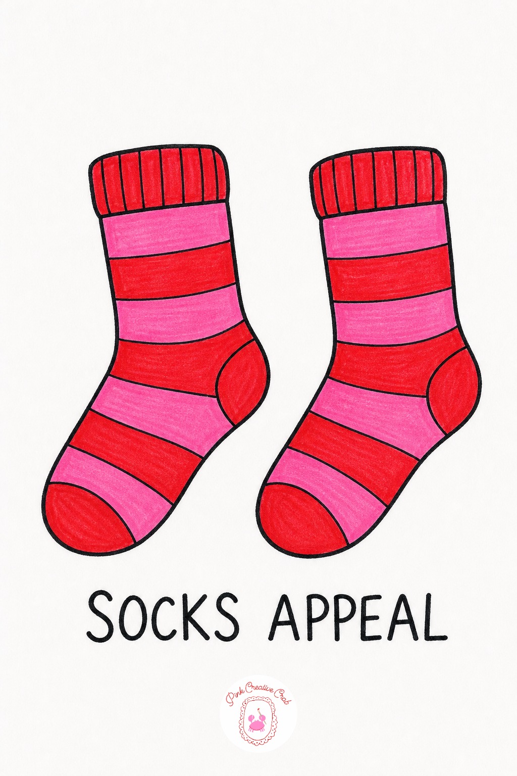 Sock Pun Pair — Draw the two sock openings first, a short oval cuff on each, before the rest of the sock body follows. Valentines doodles
