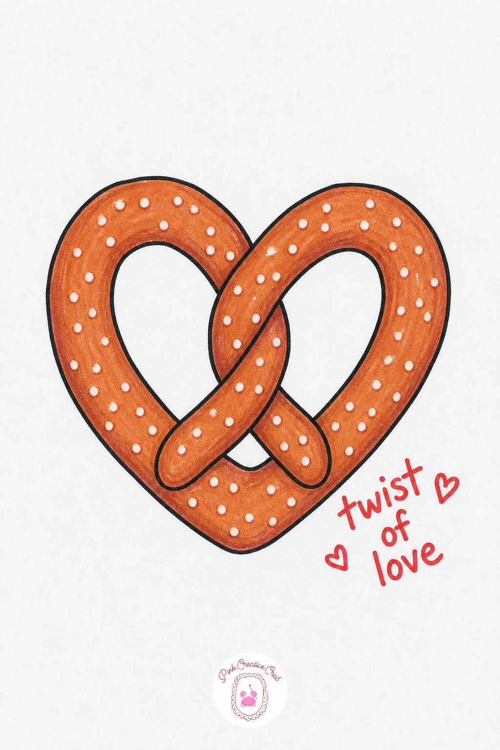Pretzel Heart Twist — Measure the pretzel's twist from its own loop: the crossed middle section should take up about one third of the whole shape, with two