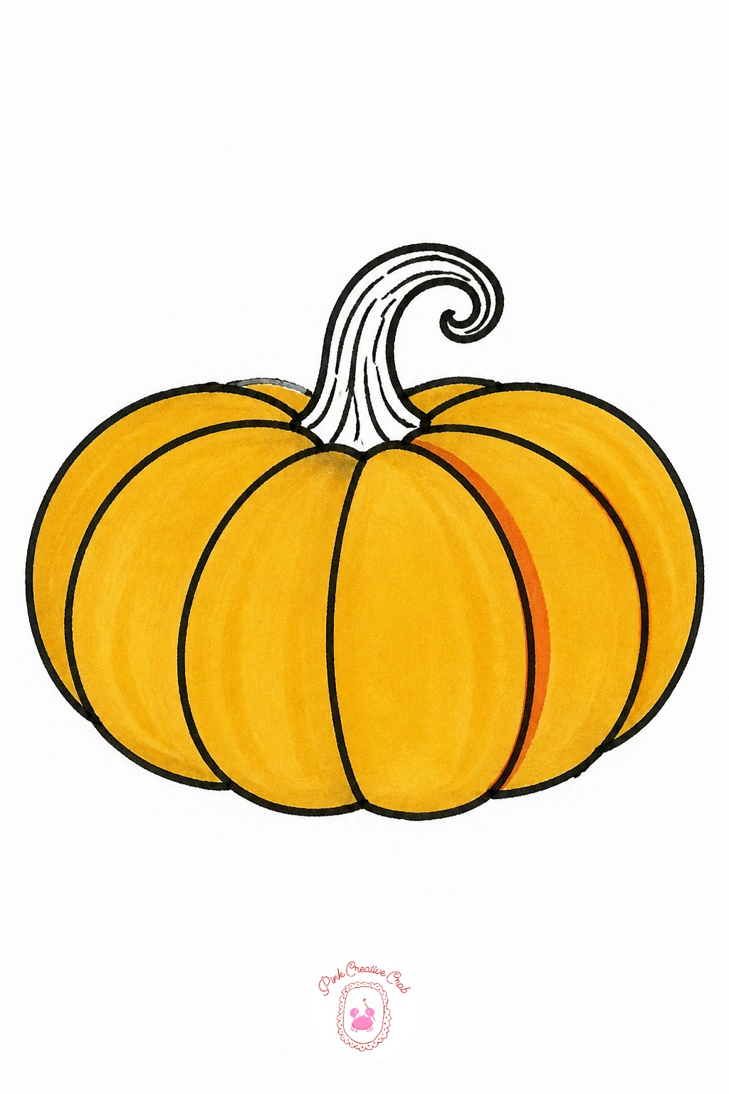 Mini Pumpkin — Start with a flattened circle for the body, not a perfect round one, pumpkins squash sideways. Thanksgiving doodles