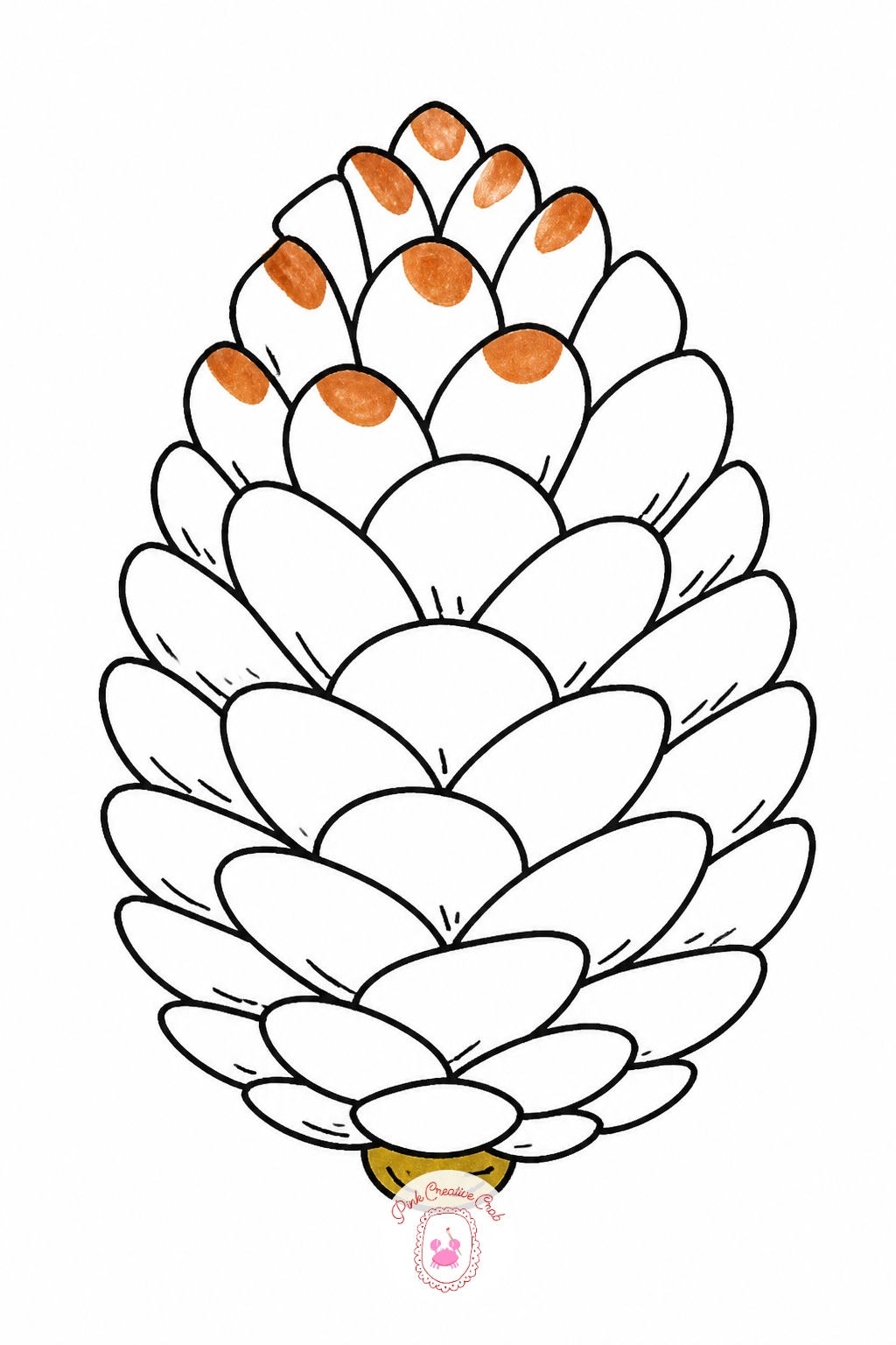 Pinecone Doodle — The usual mistake with a pinecone is drawing every scale the same size, which flattens the whole shape. Thanksgiving doodles
