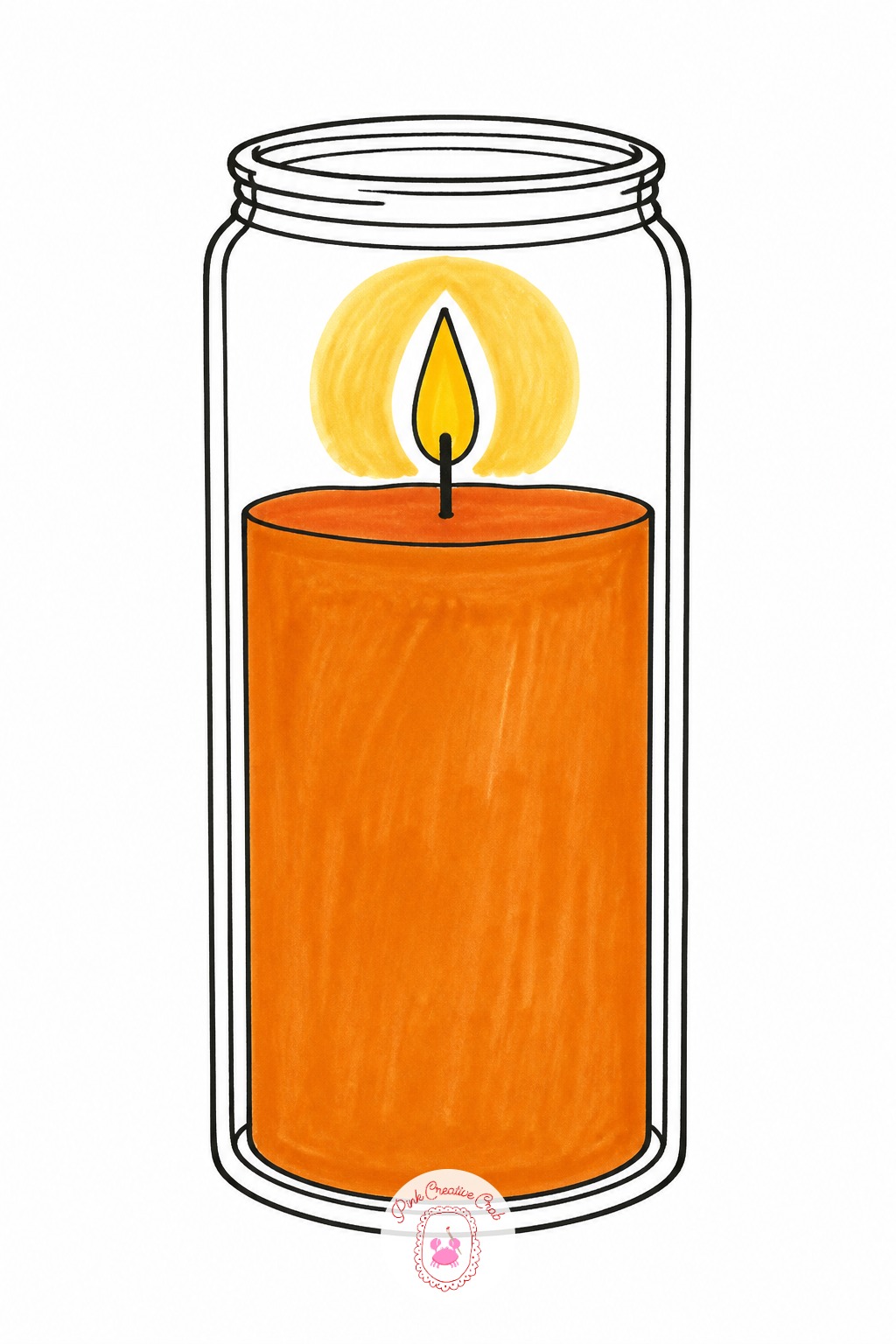 Candle In A Jar — Use a 0.5 fineliner instead of a thinner one, since the jar's straight sides need confident single strokes rather than shaky thin ones.