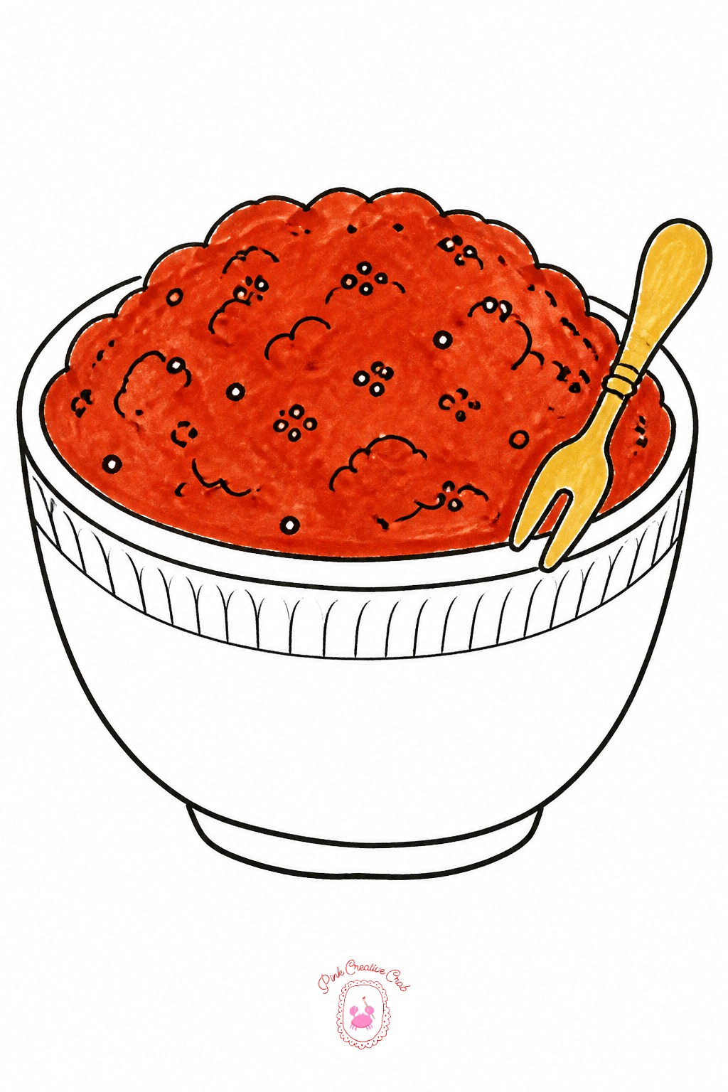 Cranberry Sauce Bowl — First mark is the bowl's rim, a simple oval, not a circle, since it sits at an angle on the table. Thanksgiving doodles