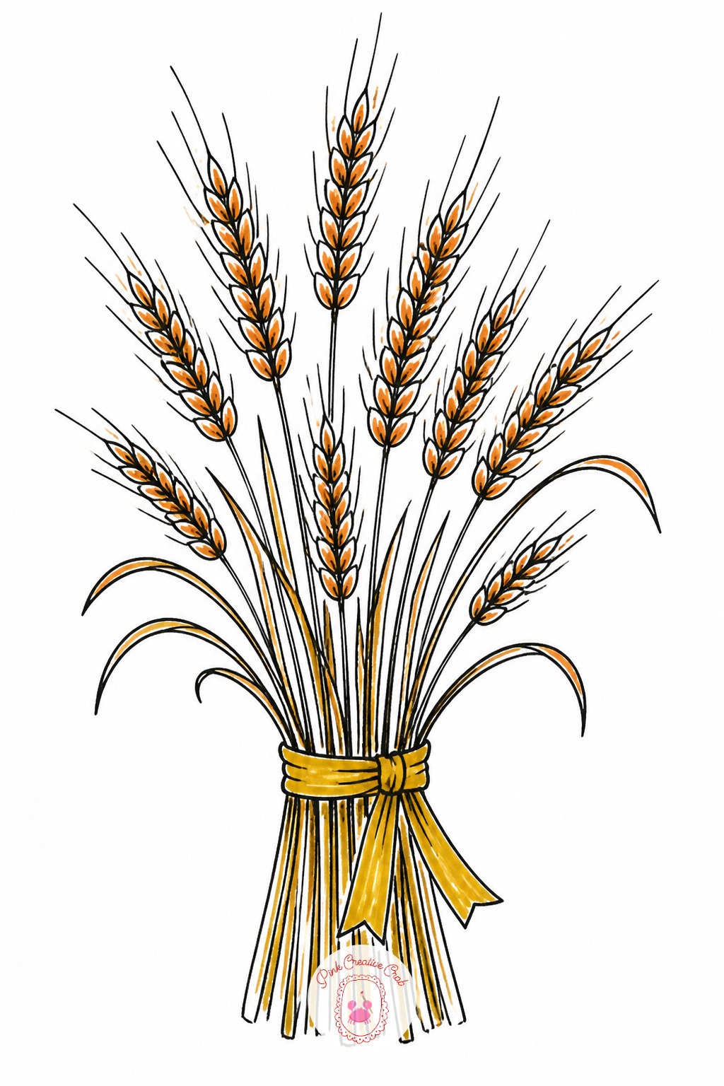 Harvest Wheat Bundle — Pick a thin 0.1 or 0.2 fineliner for this, since each wheat stalk is really just one confident upward stroke with a few tiny side marks